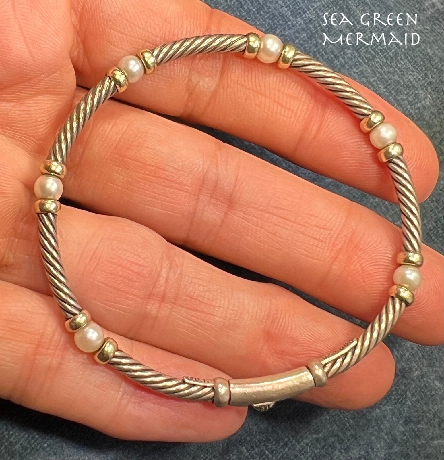 14k Gold + 925 D Yurman Metro Cable Pearl Bracelet *BEST PRICE* on Ebay