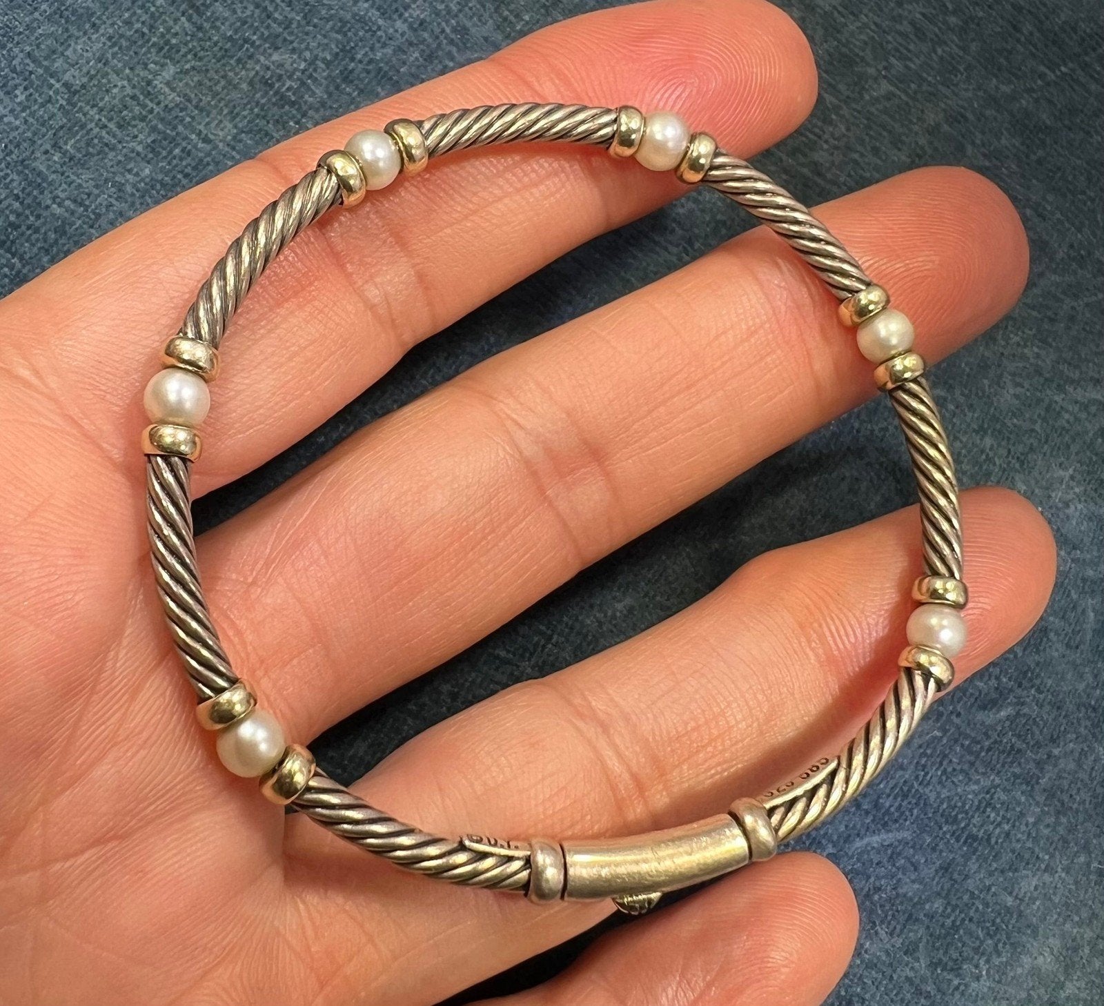 14k Gold + 925 D Yurman Metro Cable Pearl Bracelet *BEST PRICE* on Ebay