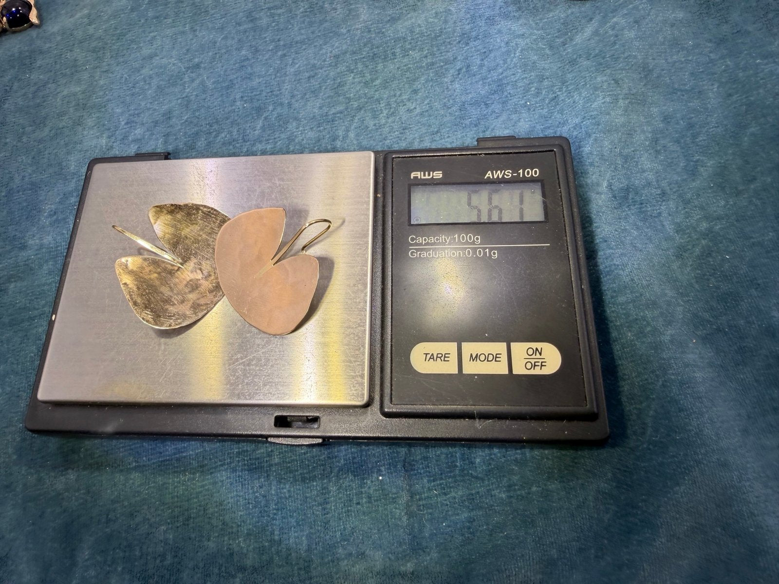 14k Gold + 925 Ed LEVIN Lily Pad Earrings. Hammered 1" 6g *Video*