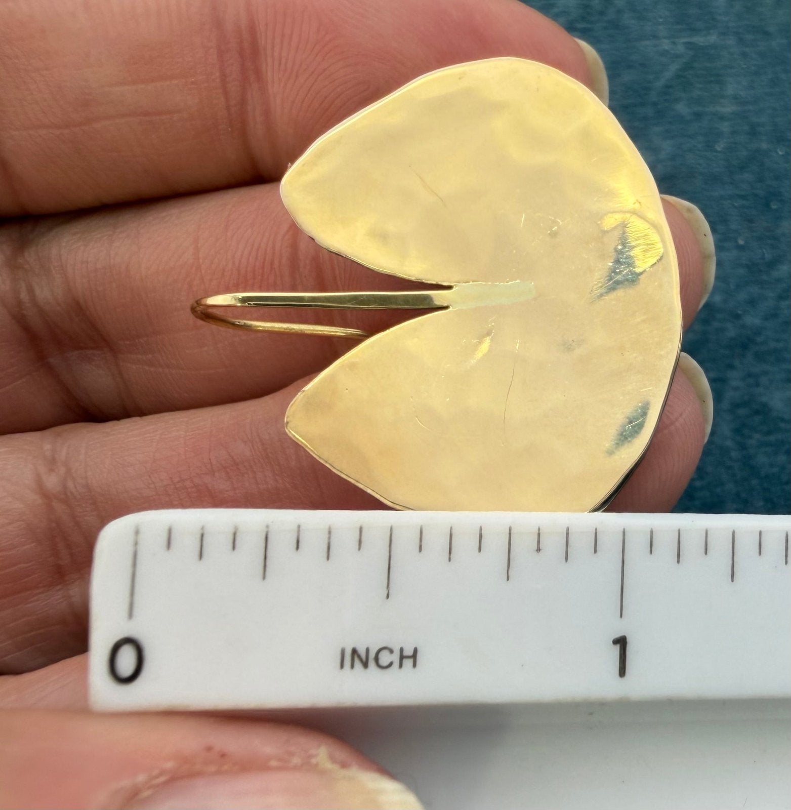 14k Gold + 925 Ed LEVIN Lily Pad Earrings. Hammered 1" 6g *Video*