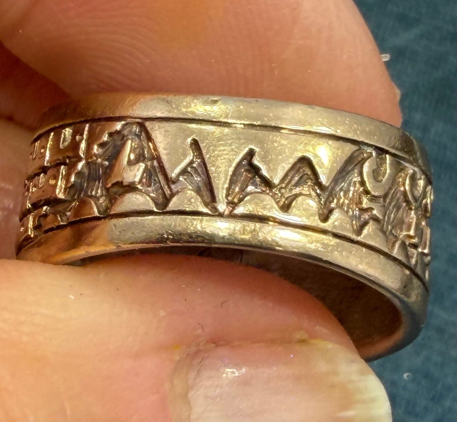 14k Gold & 925 Scarab Lightning Ocean Waves Ring. Wide Band *Video*