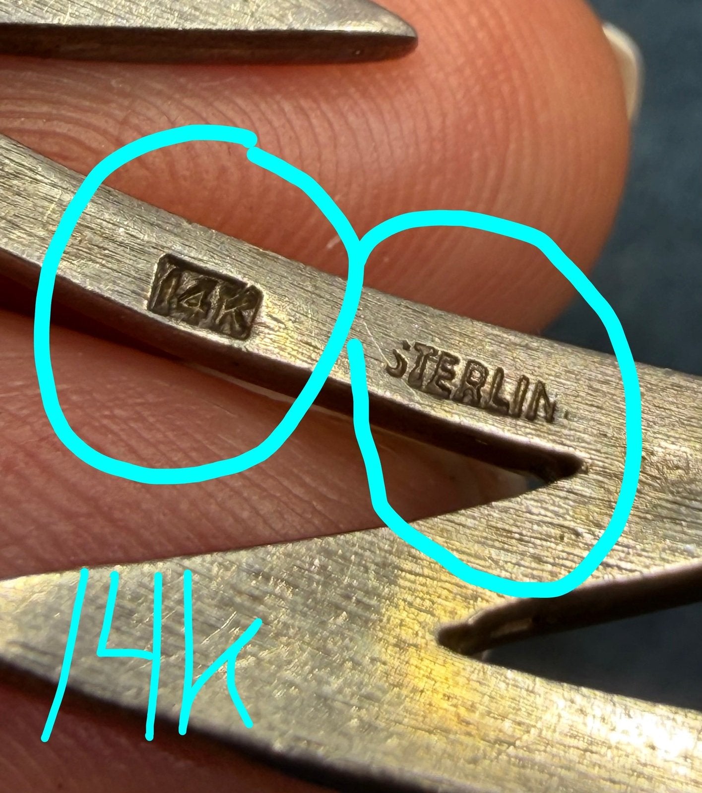 14k Gold + 925 Silver Lightning Bolts Cuff Bracelet w Diamonds