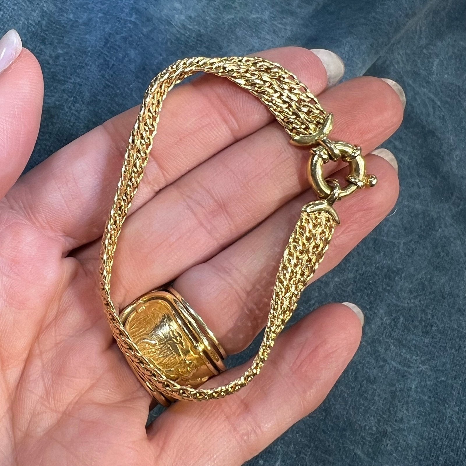 14k Gold 9mm MILOR Mesh Woven Link Bracelet. Bolt Ring Clasp. 8g