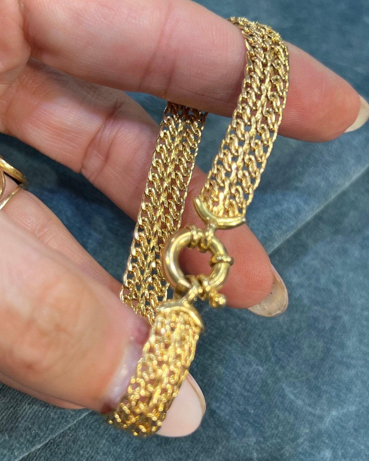 14k Gold 9mm MILOR Mesh Woven Link Bracelet. Bolt Ring Clasp. 8g