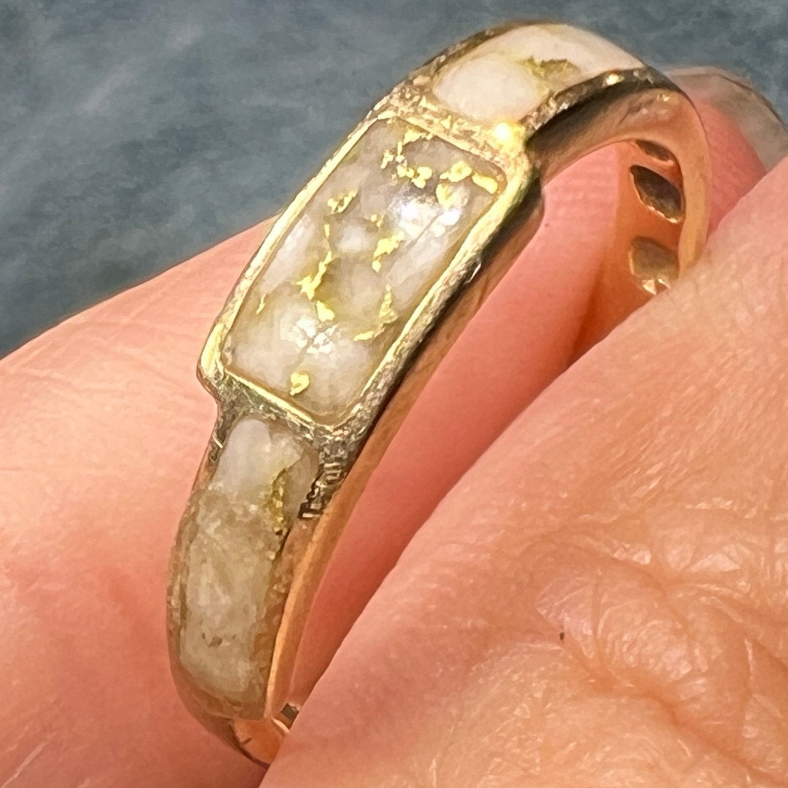 14k Gold ALASKAN GOLD QUARTZ Wedding Stacking Band Ring