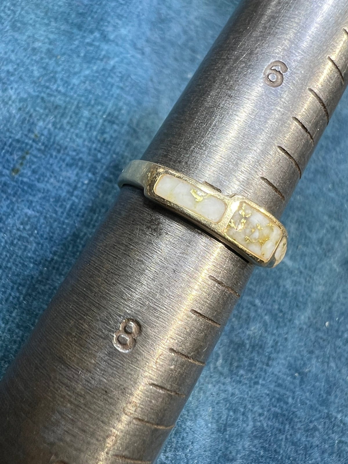 14k Gold ALASKAN GOLD QUARTZ Wedding Stacking Band Ring