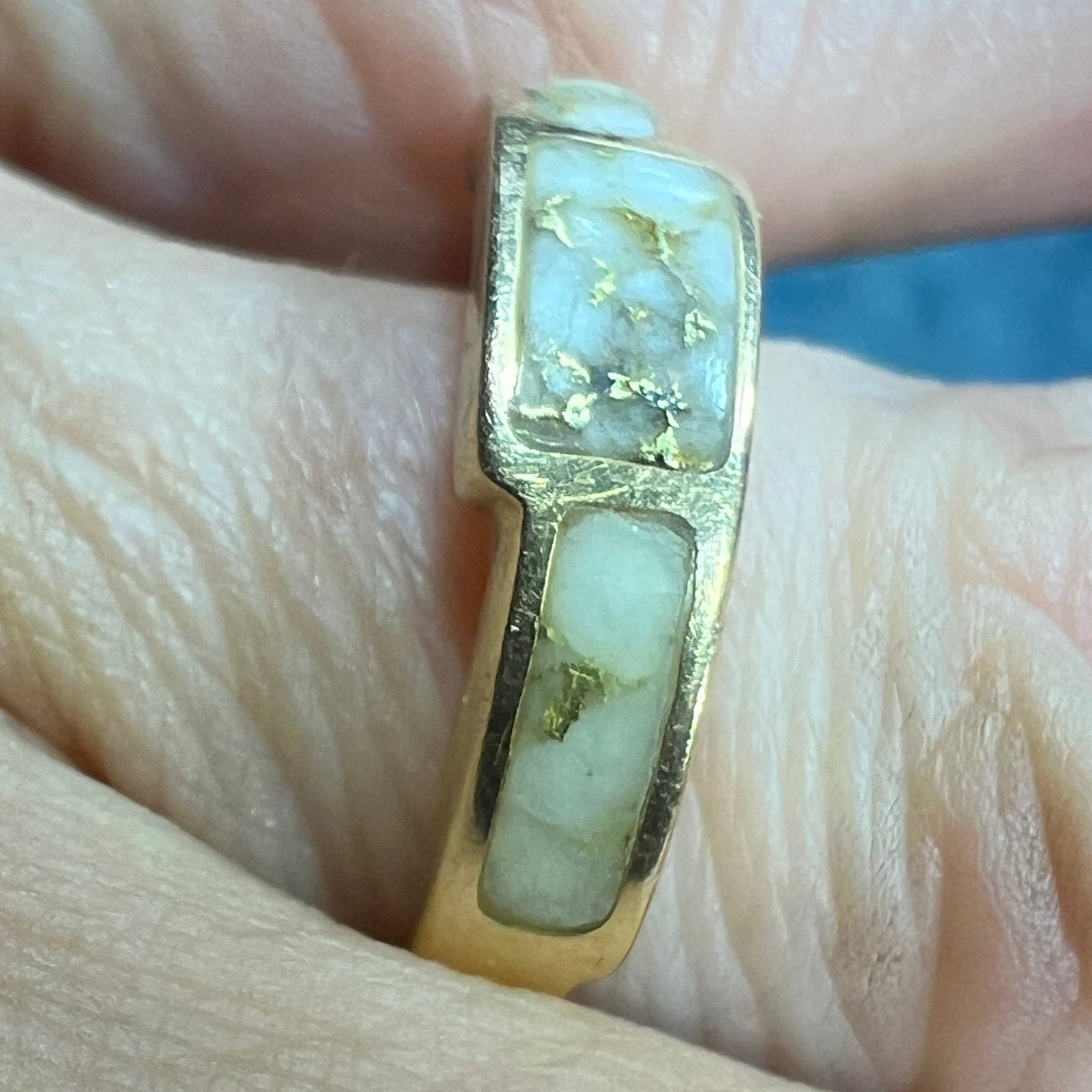 14k Gold ALASKAN GOLD QUARTZ Wedding Stacking Band Ring