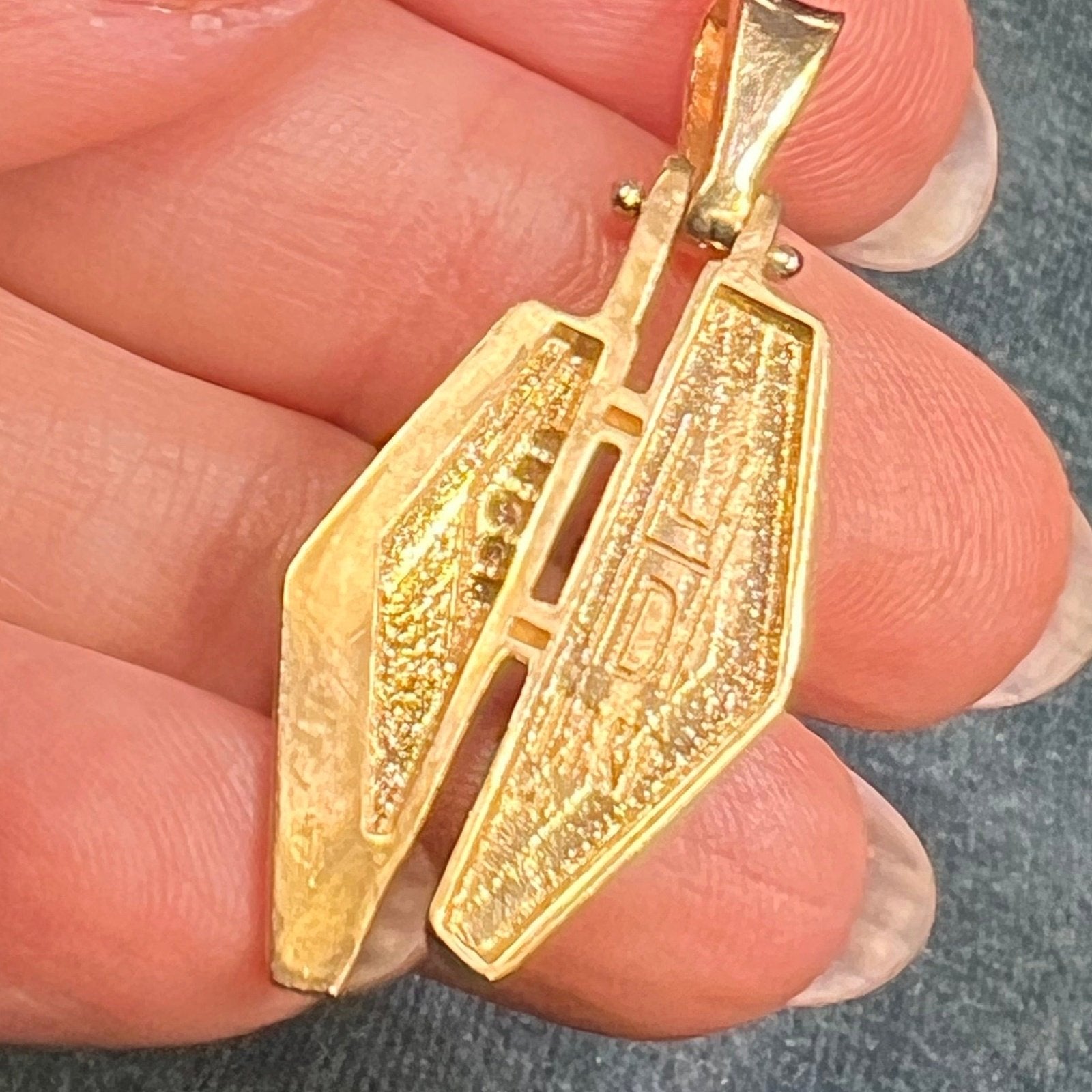 14k Gold ALASKAN Gold in Quartz Pendant w Diamonds. 1.5" + 6.5g