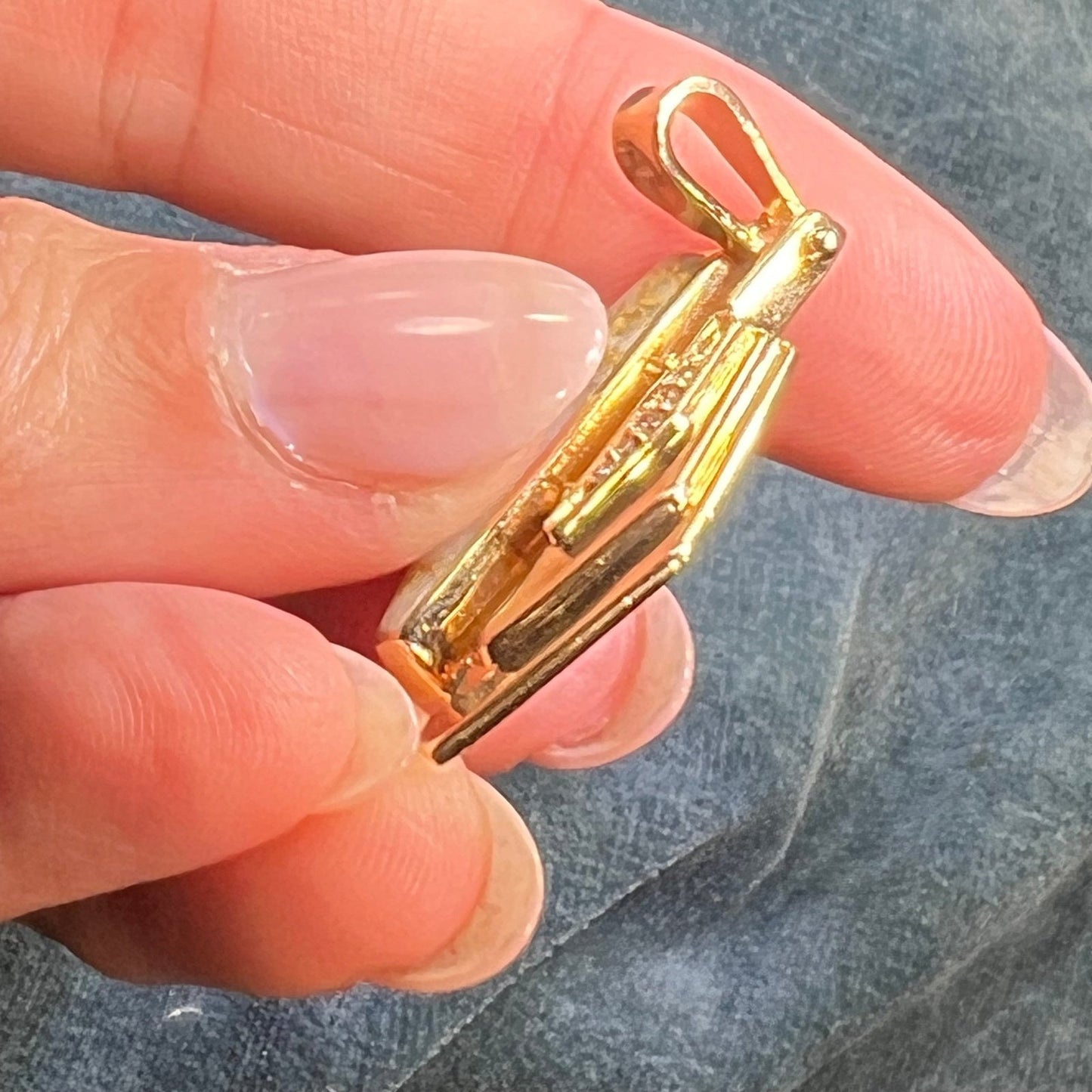 14k Gold ALASKAN Gold in Quartz Pendant w Diamonds. 1.5" + 6.5g