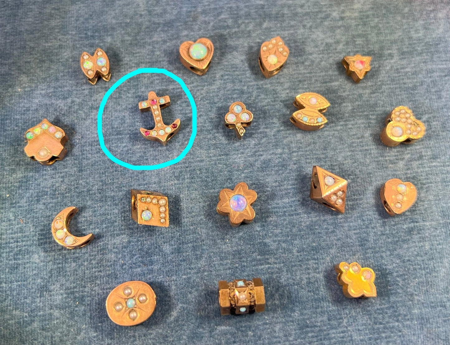 14k Gold Anchor Gypsy-Set Opal Large Slide Charm Pendant *Video*