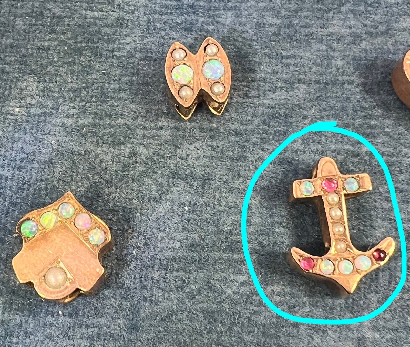 14k Gold Anchor Gypsy-Set Opal Large Slide Charm Pendant *Video*