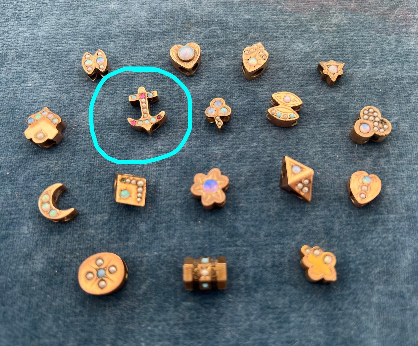 14k Gold Anchor Gypsy-Set Opal Large Slide Charm Pendant *Video*