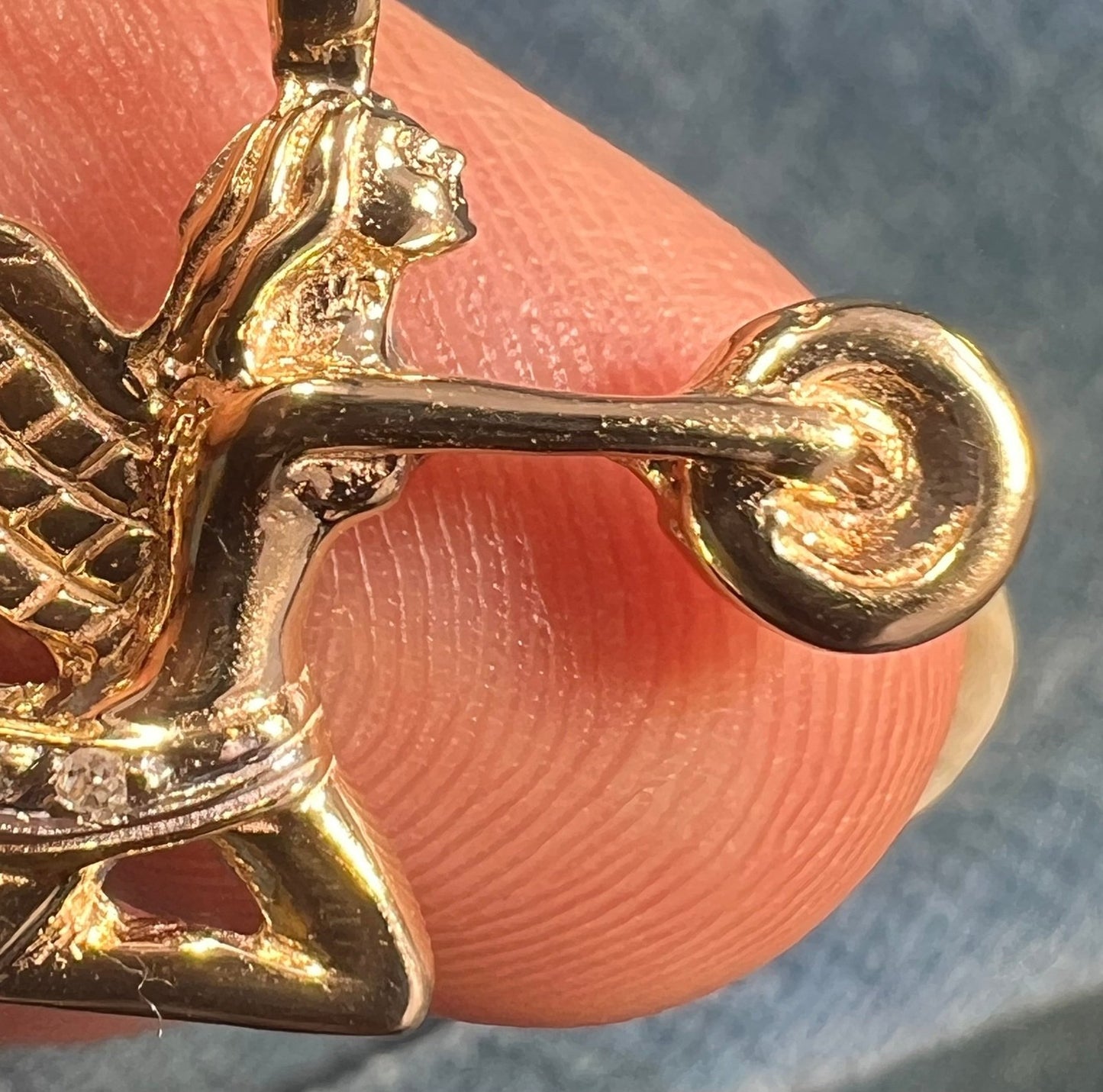 14k Gold "Angel of Speed" Hood Ornament Pendant w Diamonds