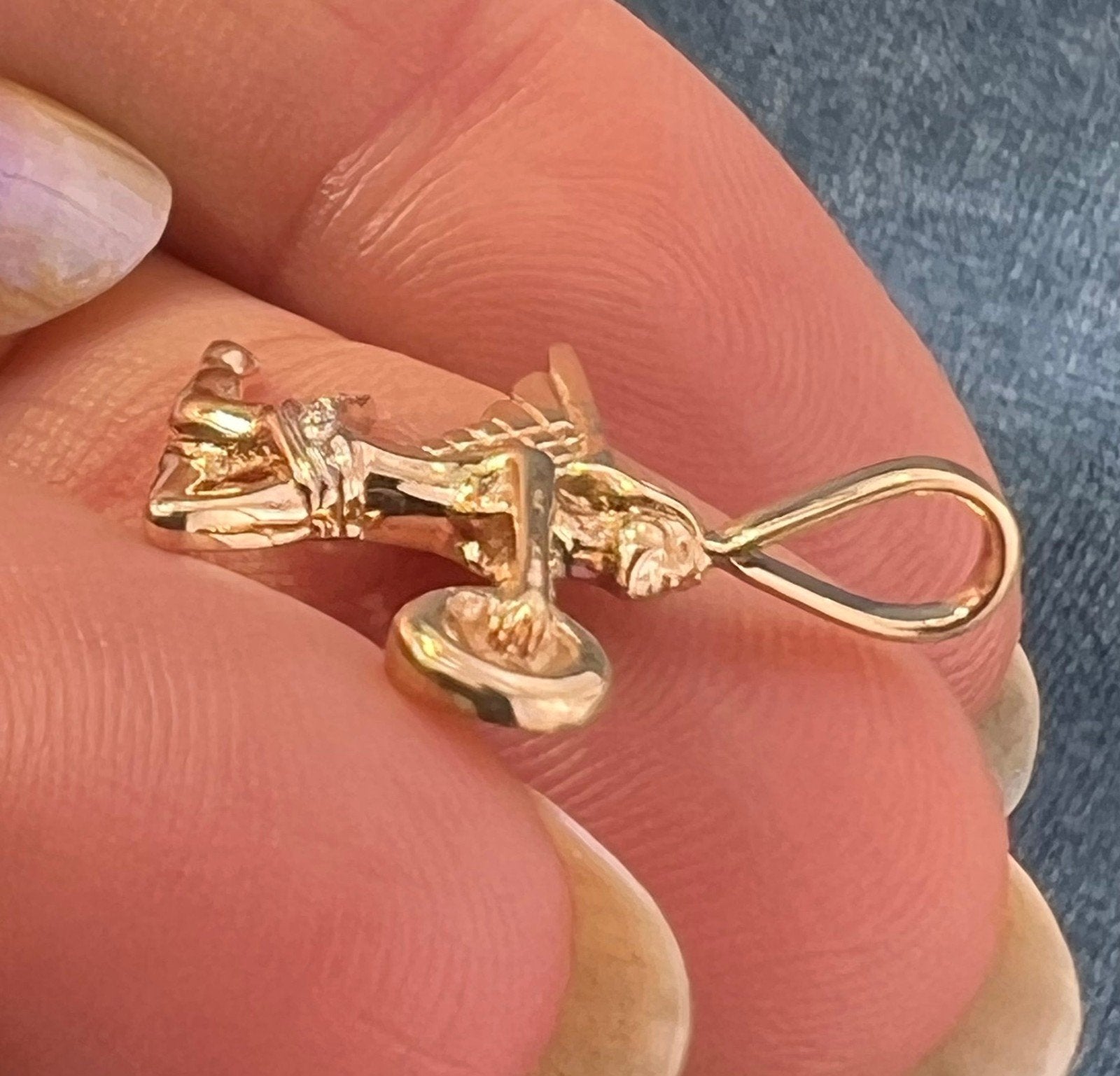 14k Gold "Angel of Speed" Hood Ornament Pendant w Diamonds