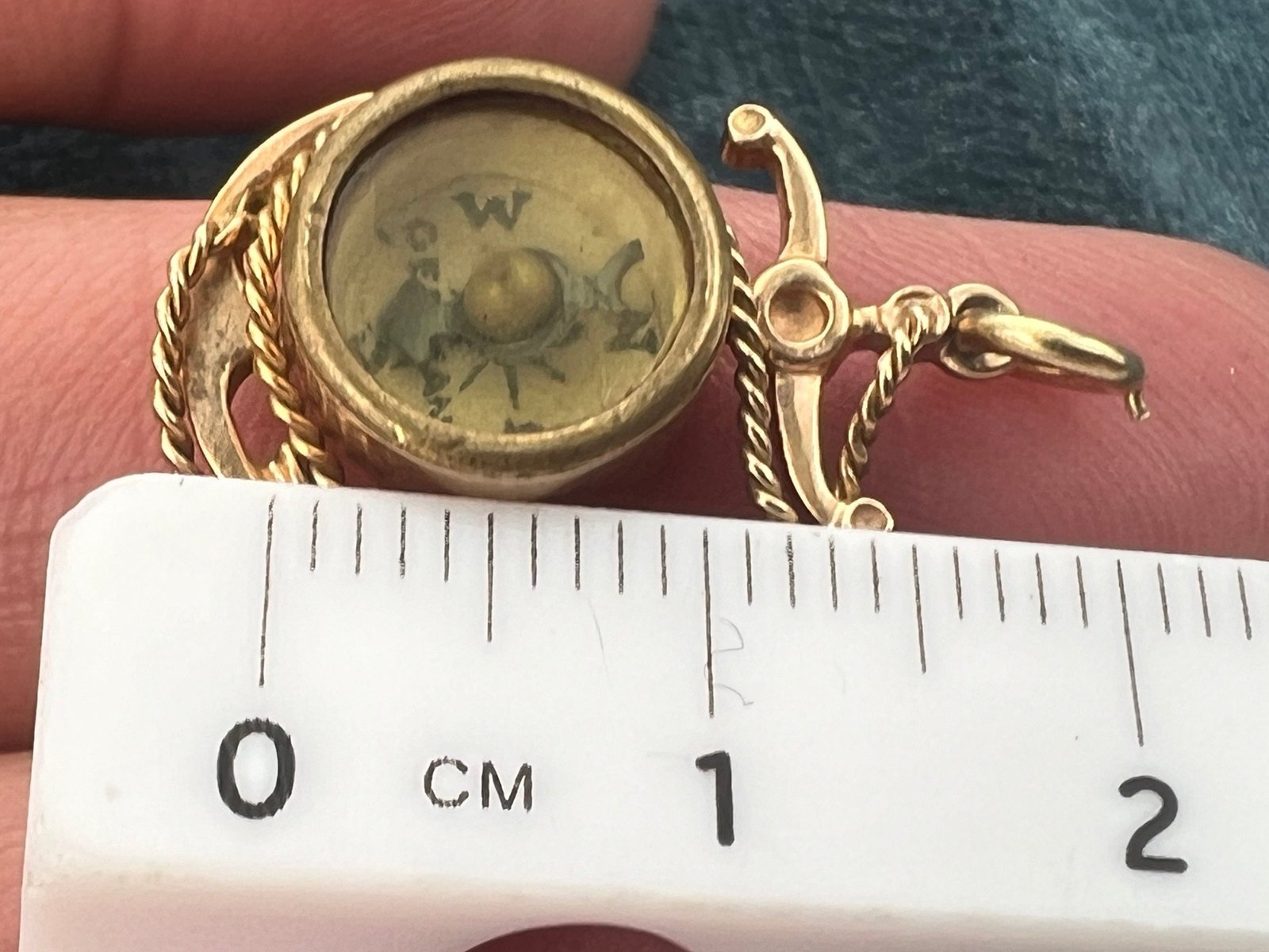 14k Gold Antique Sailor's COMPASS Anchor Pendant. 1" *Video*