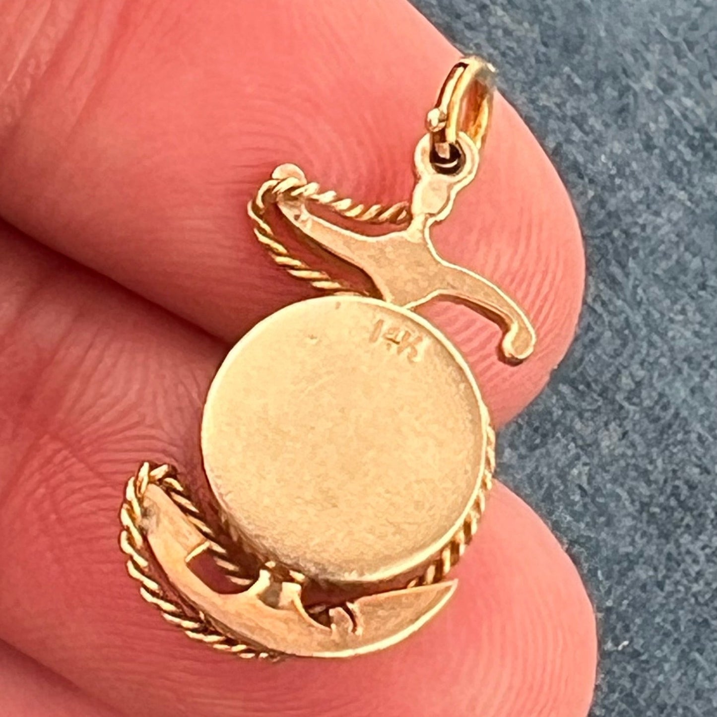 14k Gold Antique Sailor's COMPASS Anchor Pendant. 1" *Video*