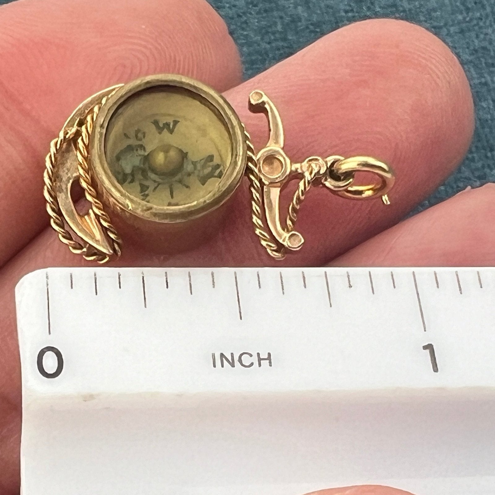 14k Gold Antique Sailor's COMPASS Anchor Pendant. 1" *Video*