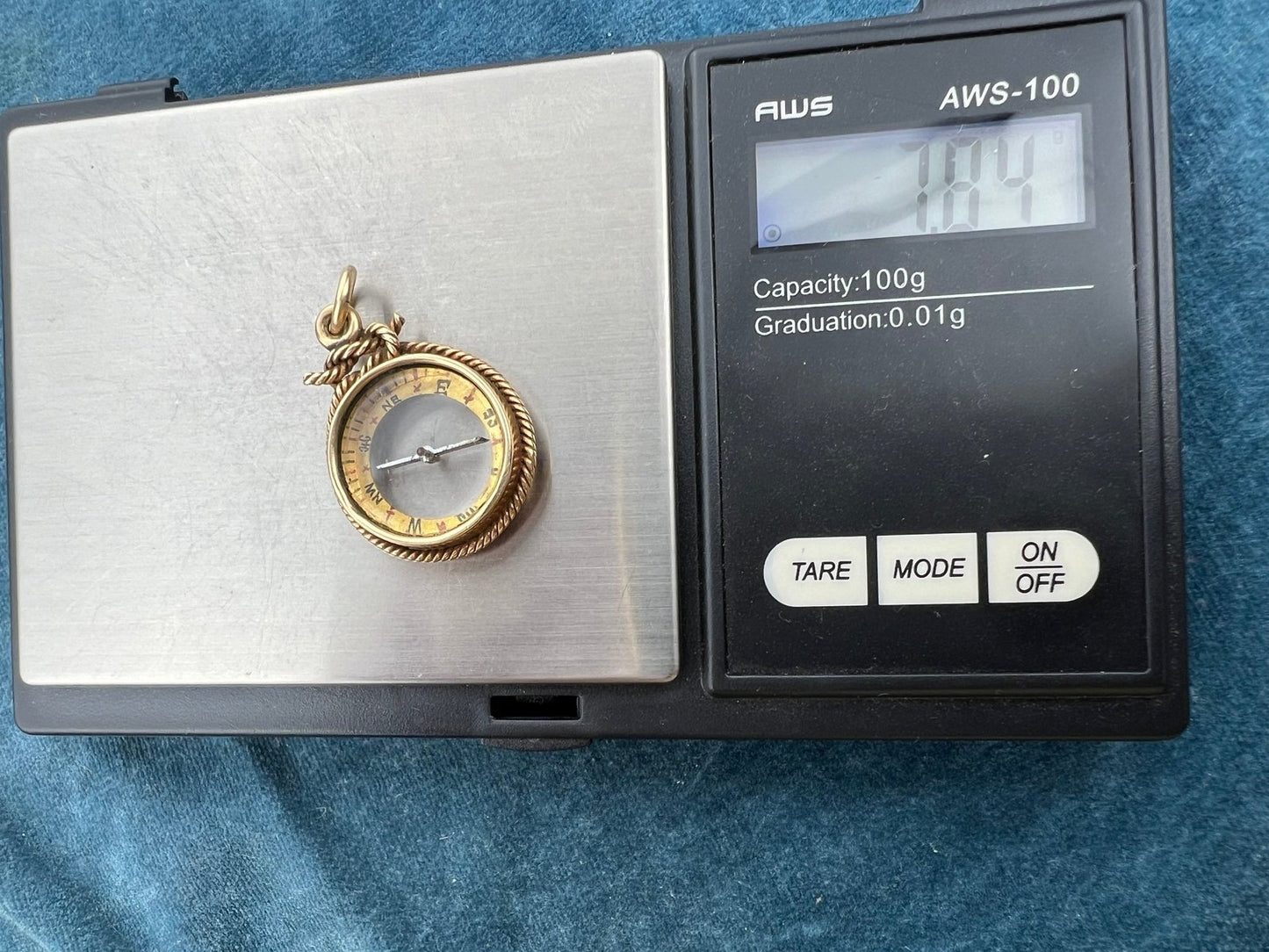 14k Gold Antique Sailor's COMPASS Pendant. 1.2" 8g *Video*