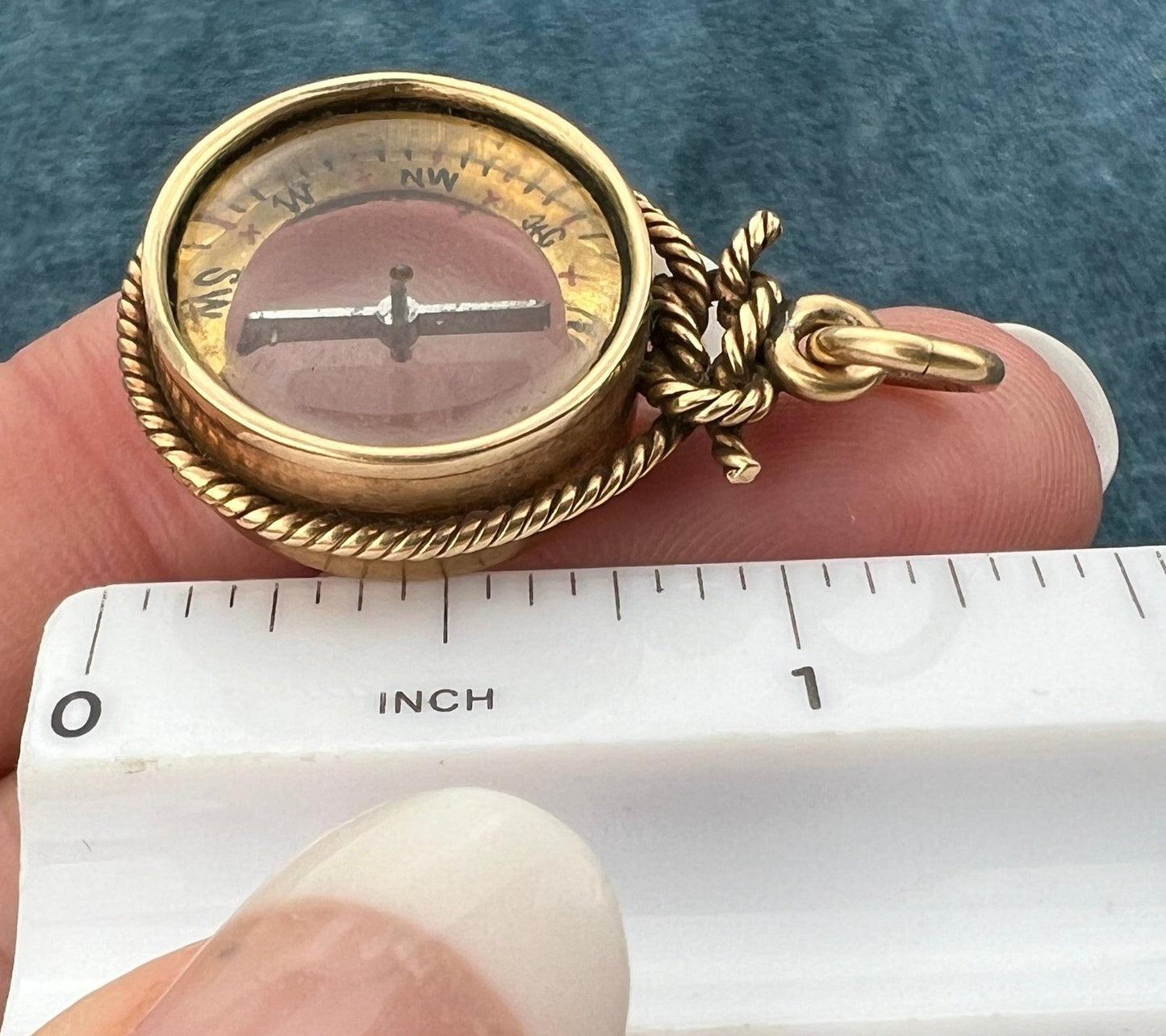 14k Gold Antique Sailor's COMPASS Pendant. 1.2" 8g *Video*