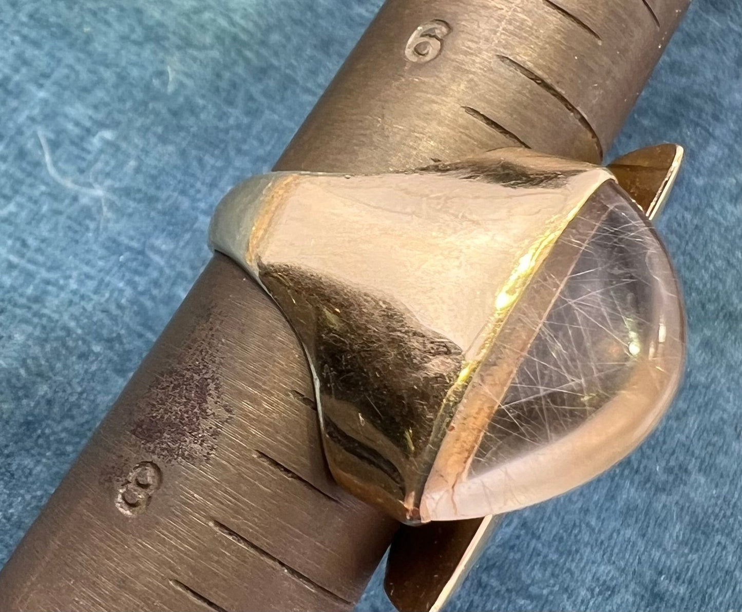 14k Gold Asymmetrical Crescent Moon Open Ring. MCM Modernist 10g