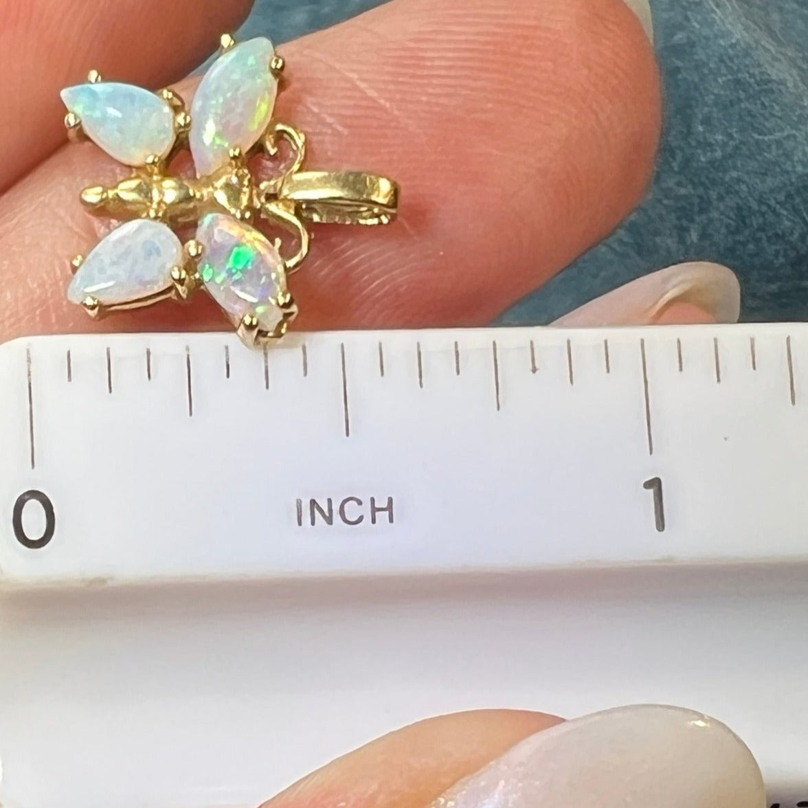 14k Gold Australian Jelly Opal BUTTERFLY Pendant *Video*