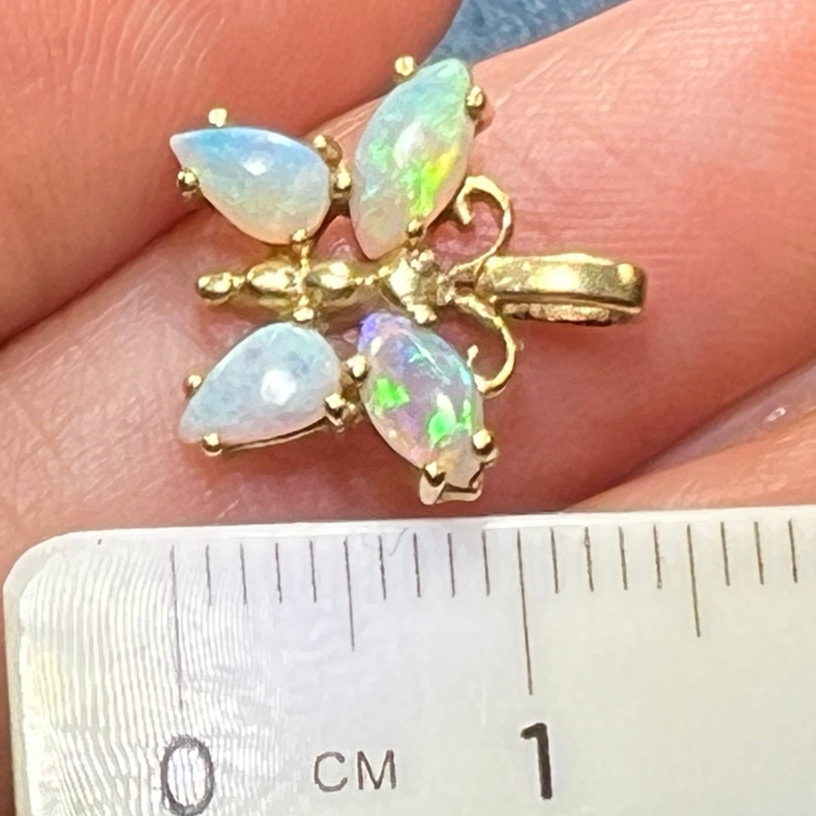 14k Gold Australian Jelly Opal BUTTERFLY Pendant *Video*