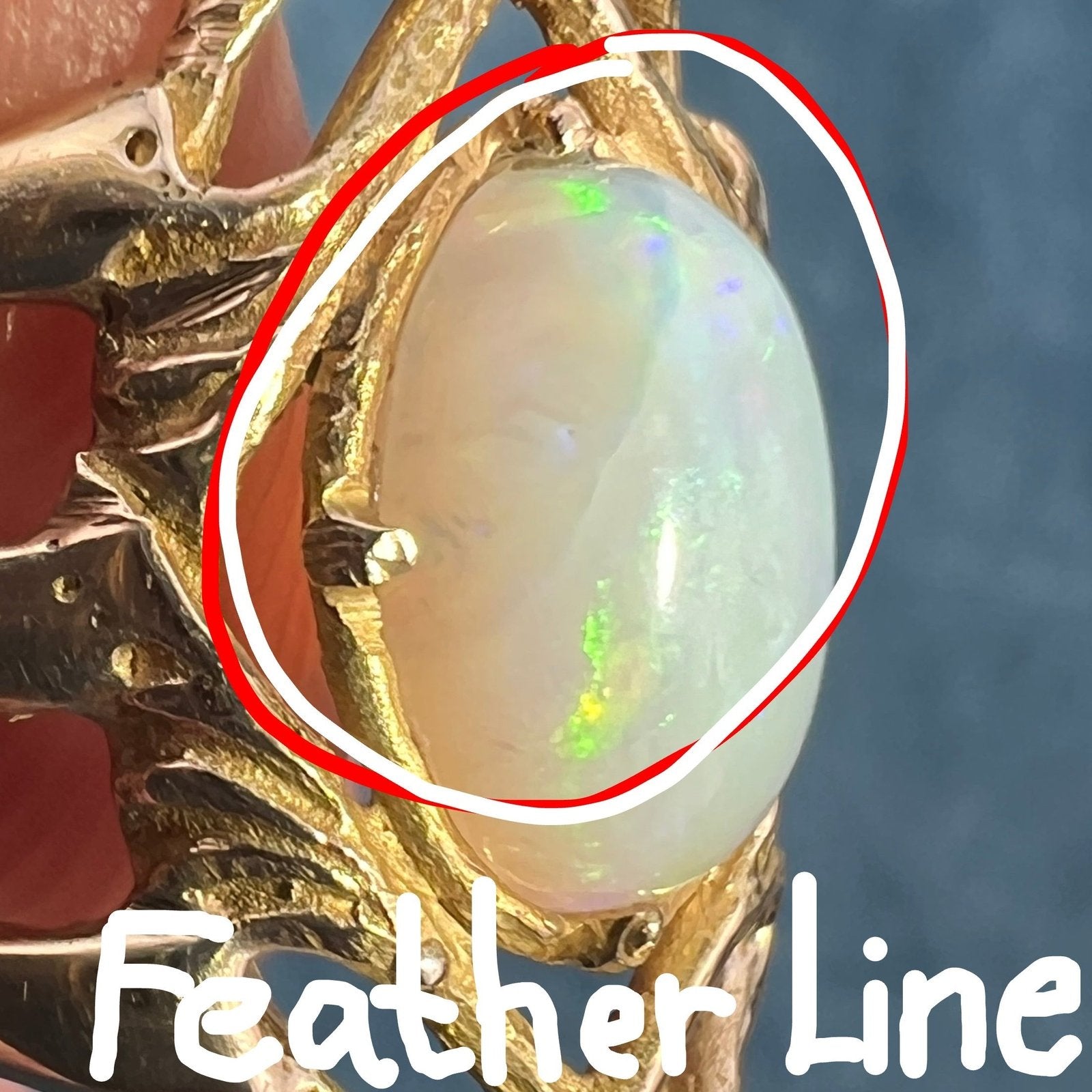 14k Gold Australian Opal Art Nouveau Navette Ring. 2" + 7g *Video*