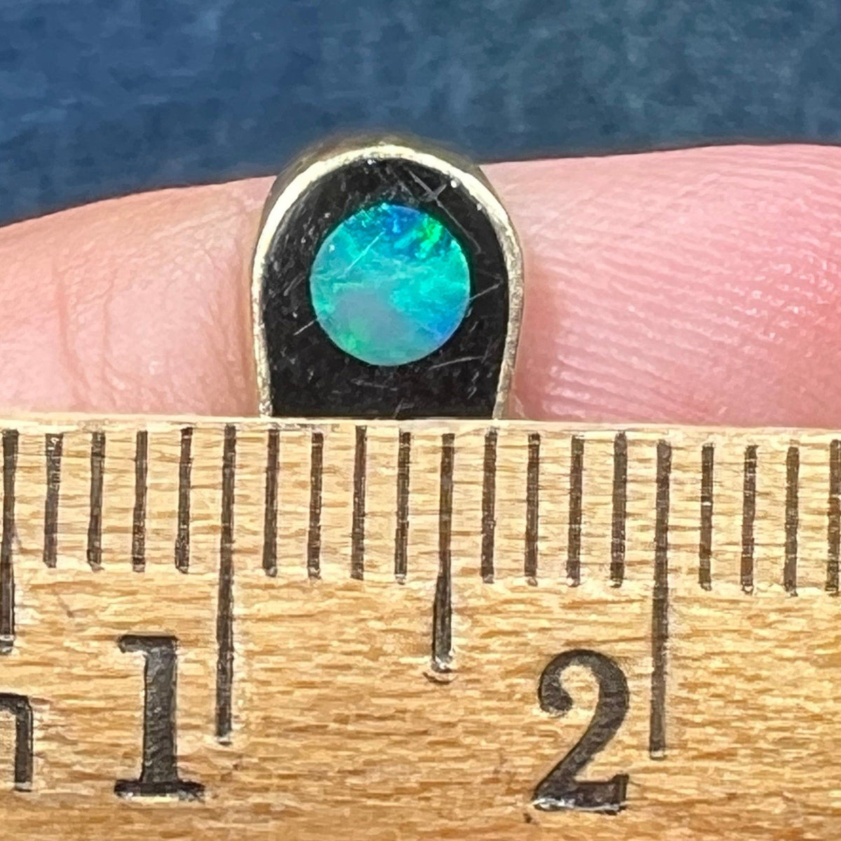 14k Gold Australian Opal + Onyx Lunar Ring. MCM Modern *Video*