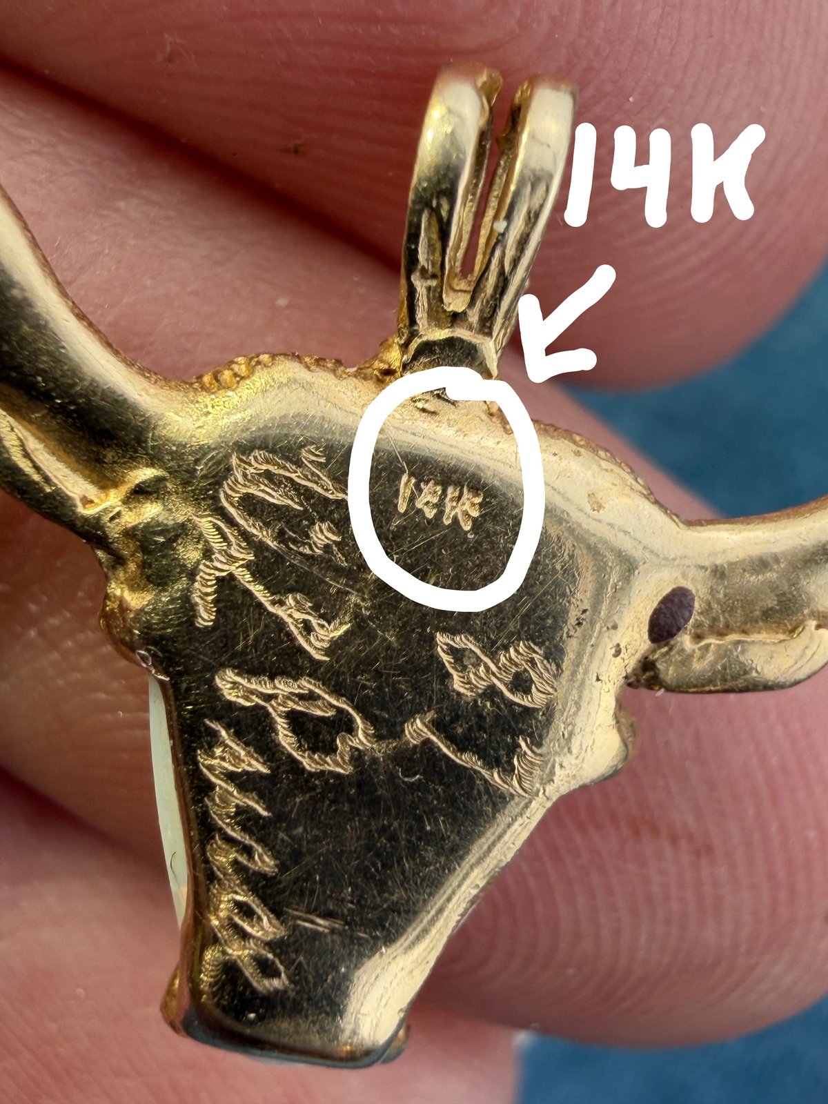 14k Gold Australian Opal TEXAS Longhorn Steer Pendant. OOAK *Video*