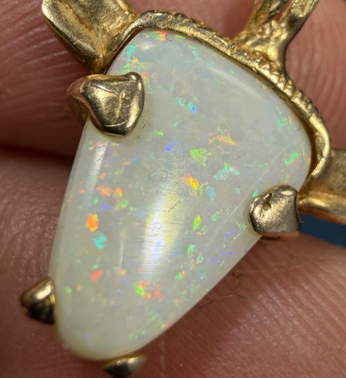 14k Gold Australian Opal TEXAS Longhorn Steer Pendant. OOAK *Video*