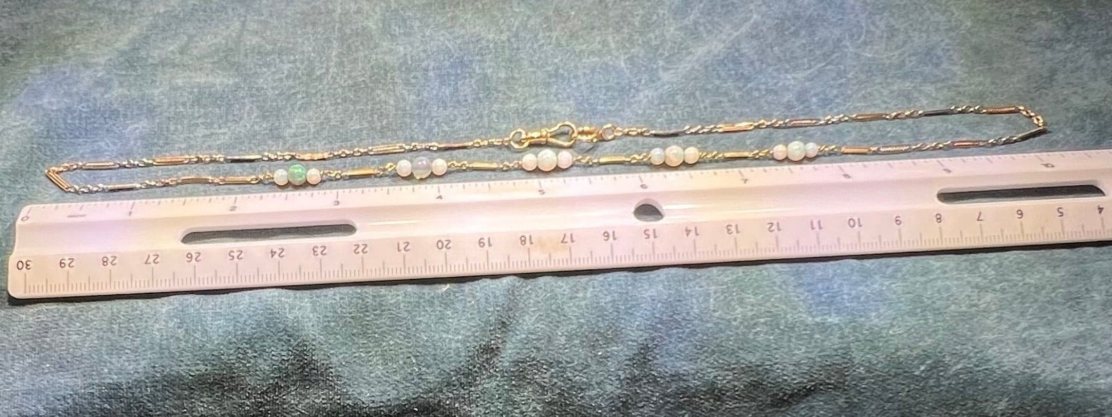 14k Gold Australian Opal Watch Fob Chain Necklace. 20" + 7g *Video*