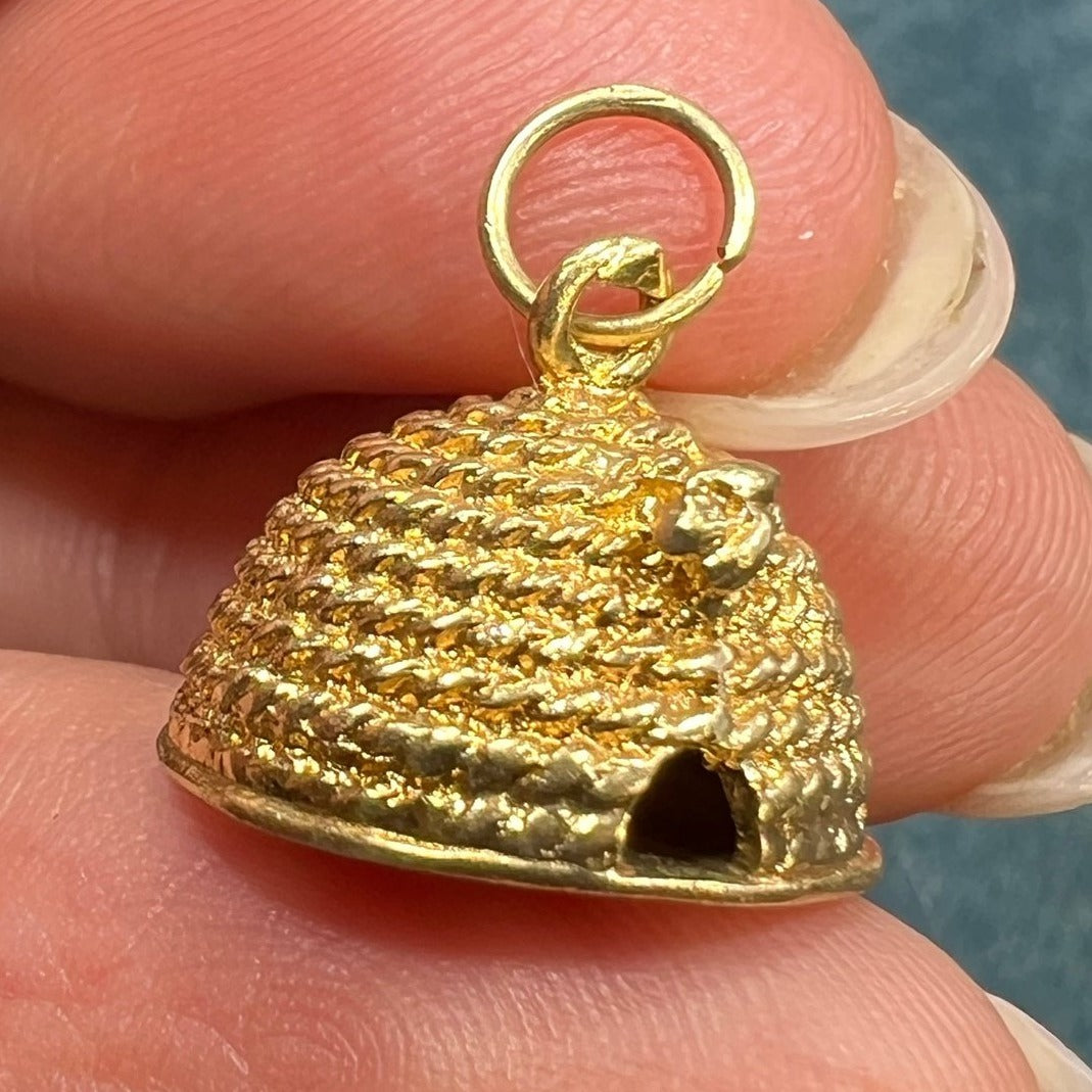 14k Gold "BEE MY QUEEN" Honey Bee + Hive Pendant *Video*