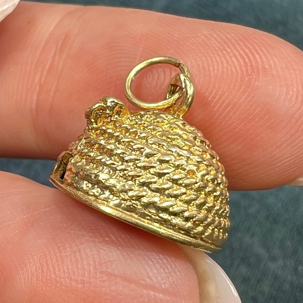 14k Gold "BEE MY QUEEN" Honey Bee + Hive Pendant *Video*