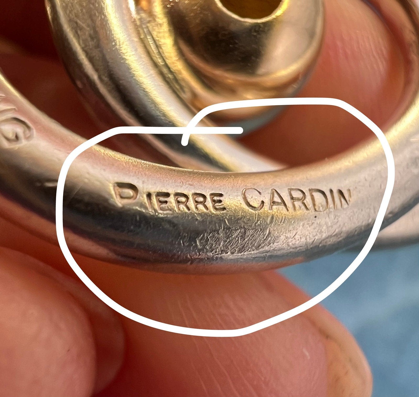 14k Gold Ball in Silver MCM Modernist Swirl Pendant. Pierre Cardin - R