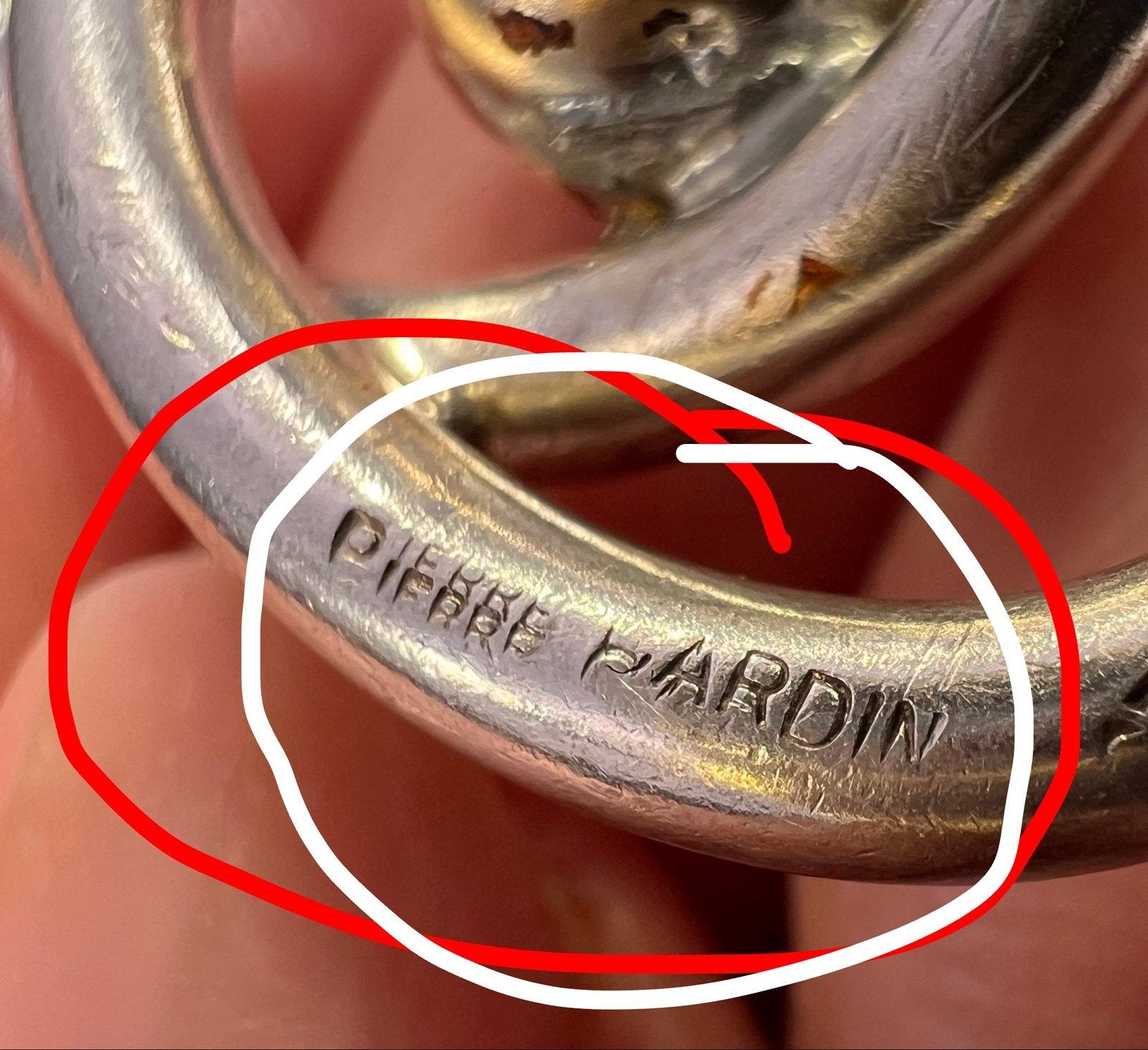 14k Gold Ball in Silver MCM Modernist Swirl Pendant. Pierre Cardin - L