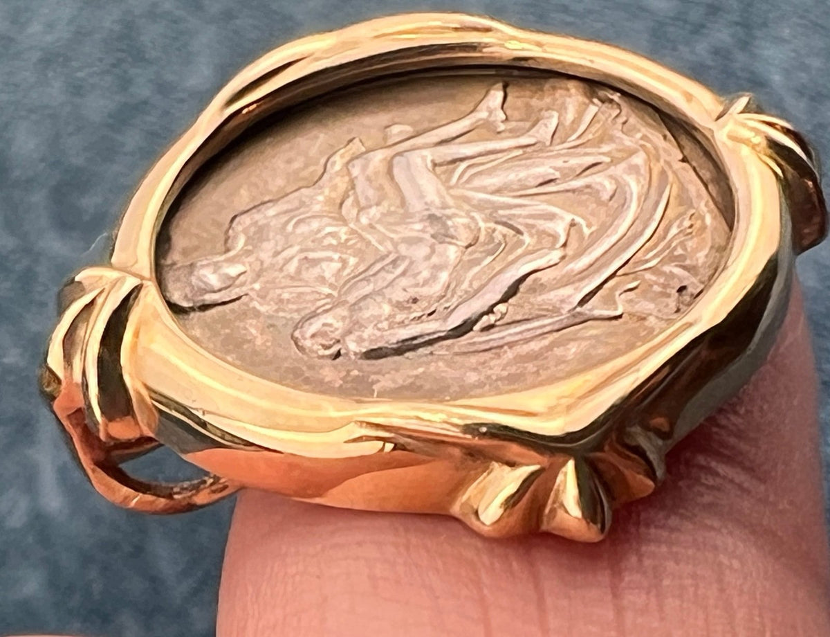 14k Gold Bezel with Silver Pieta Coin from Vatican w Orig Box