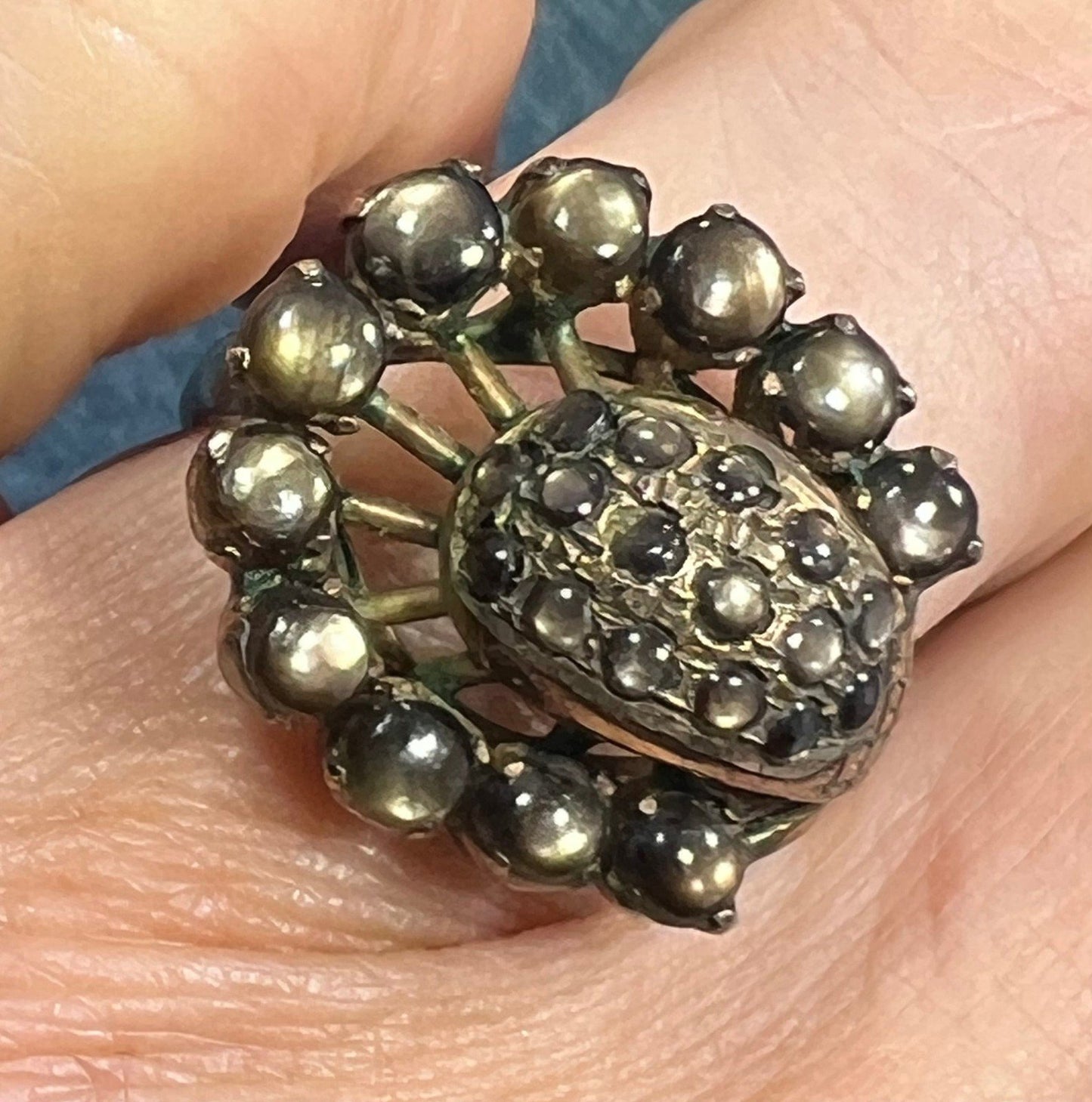 14k Gold Black Star Sapphire Modernist Sputnik Ring. Asymmetrical *Video*