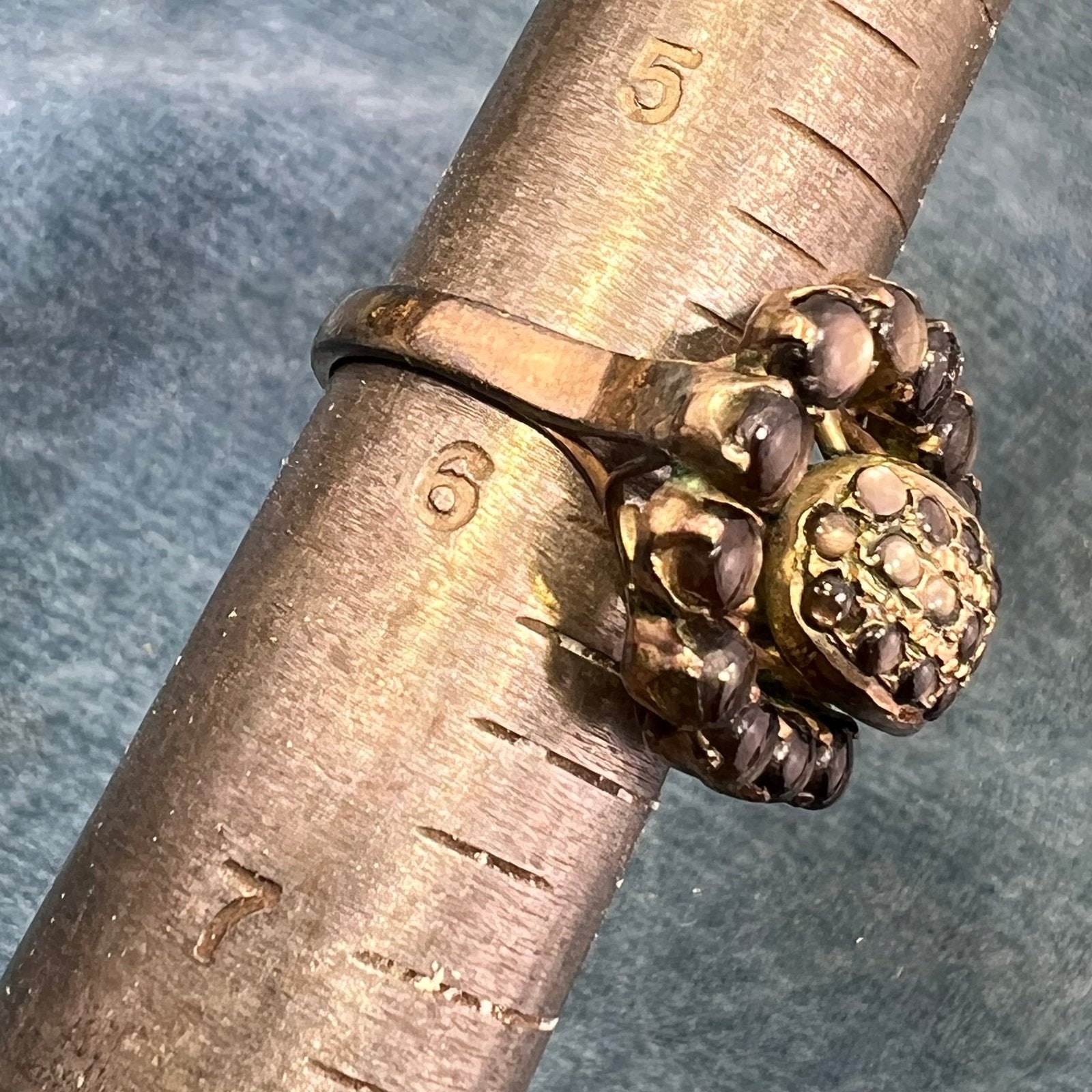 14k Gold Black Star Sapphire Modernist Sputnik Ring. Asymmetrical *Video*