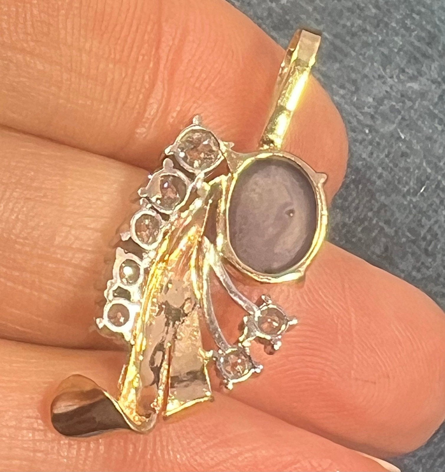 14k Gold Blue STAR SAPPHIRE + Diamond Pendant *Video* - L