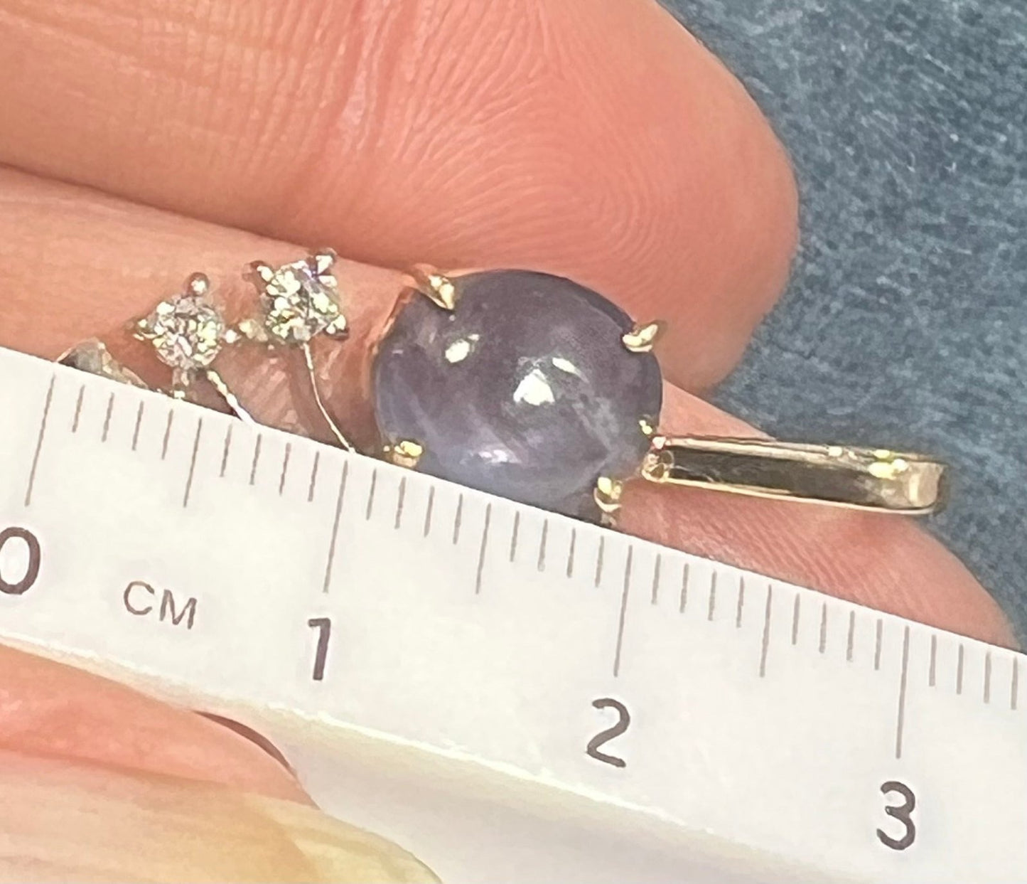 14k Gold Blue STAR SAPPHIRE + Diamond Pendant *Video* - L