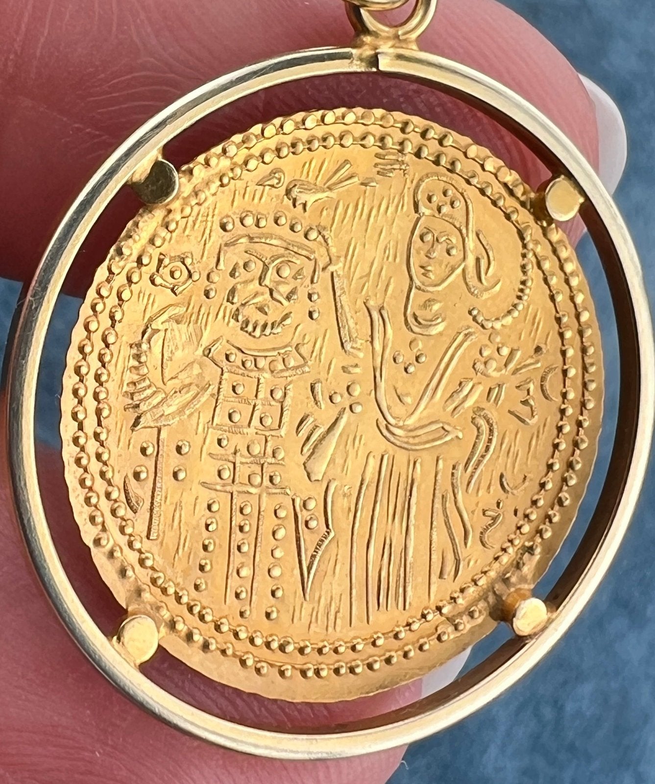 14k Gold Byzantine Medieval Coin Pendant. King + Queen *Video*