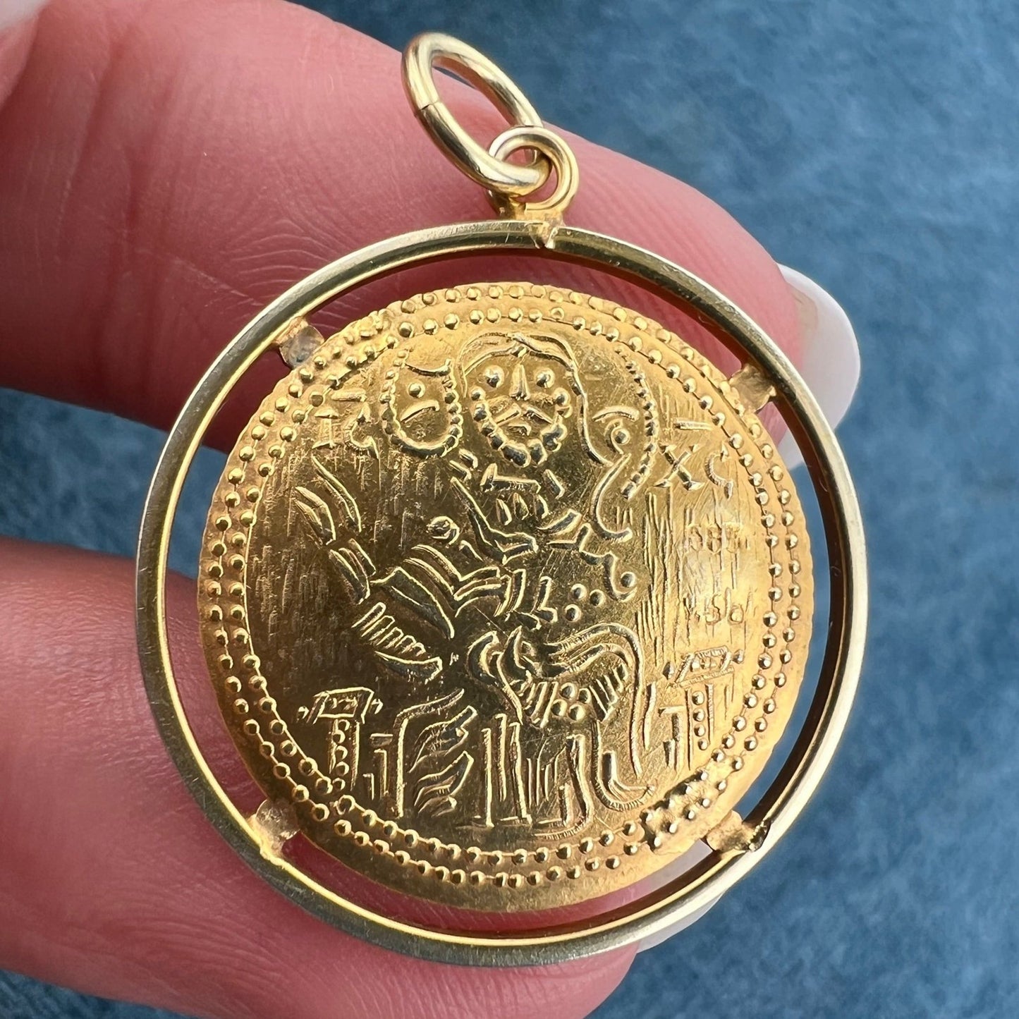 14k Gold Byzantine Medieval Coin Pendant. King + Queen *Video*