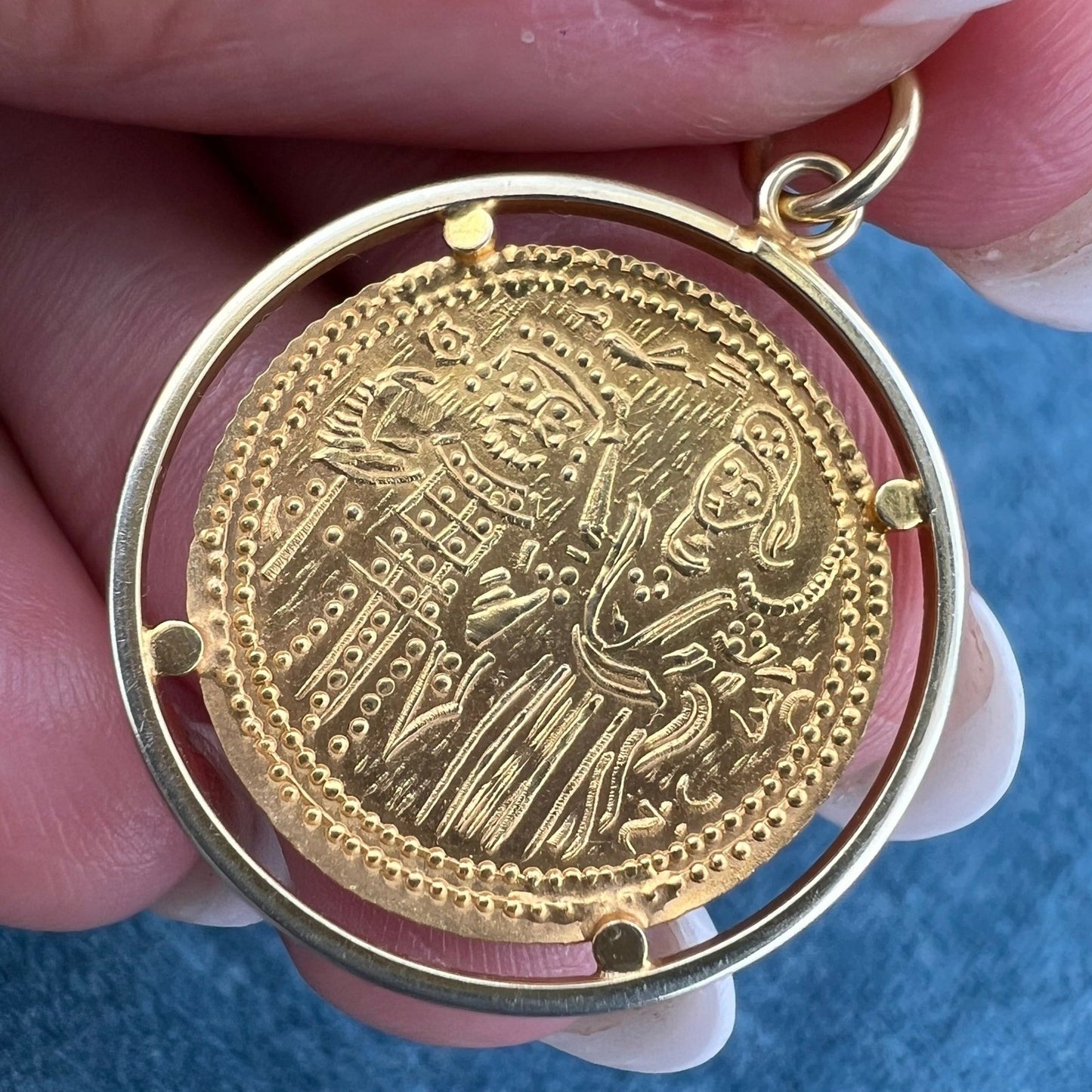 14k Gold Byzantine Medieval Coin Pendant. King + Queen *Video*