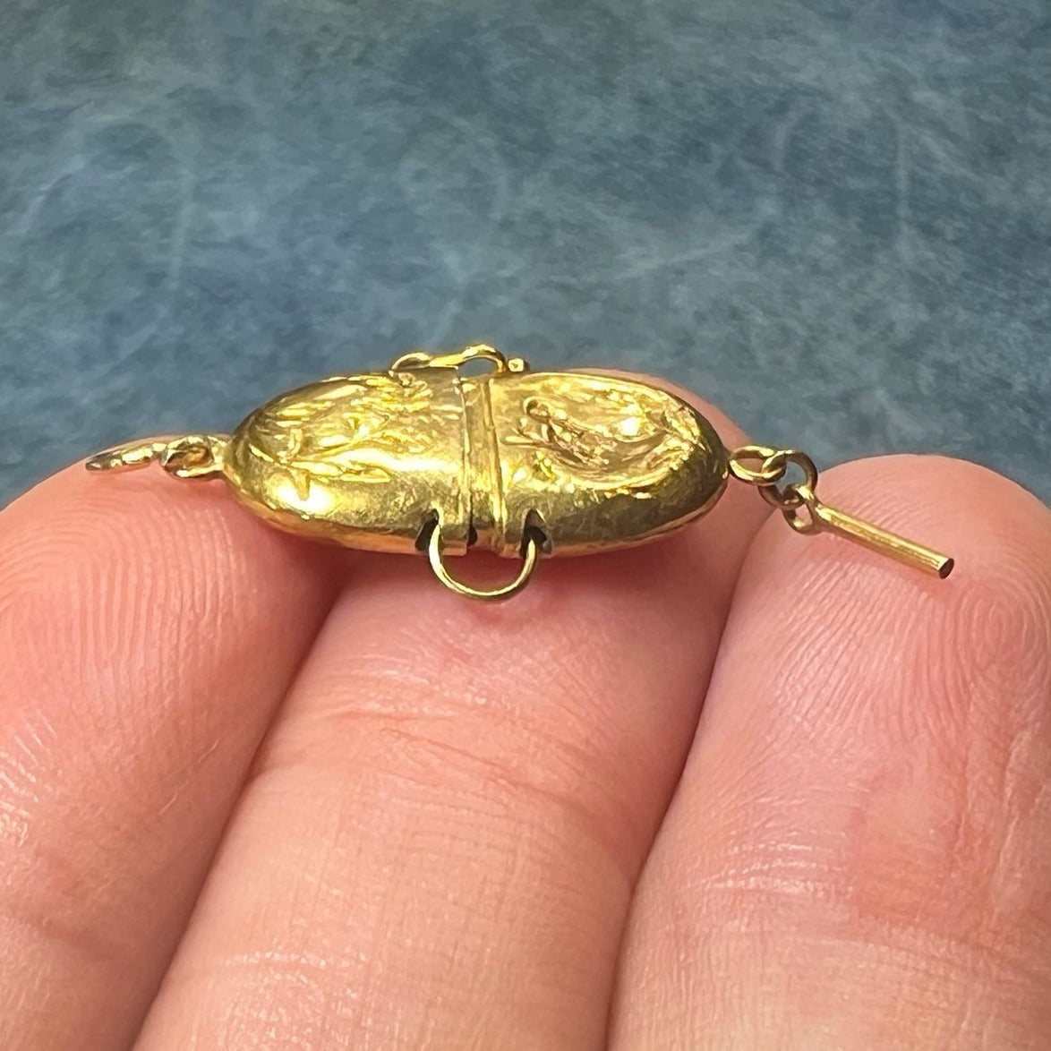 14k Gold Capsule Pillbox Locket Pendant. Tiny Mementos!