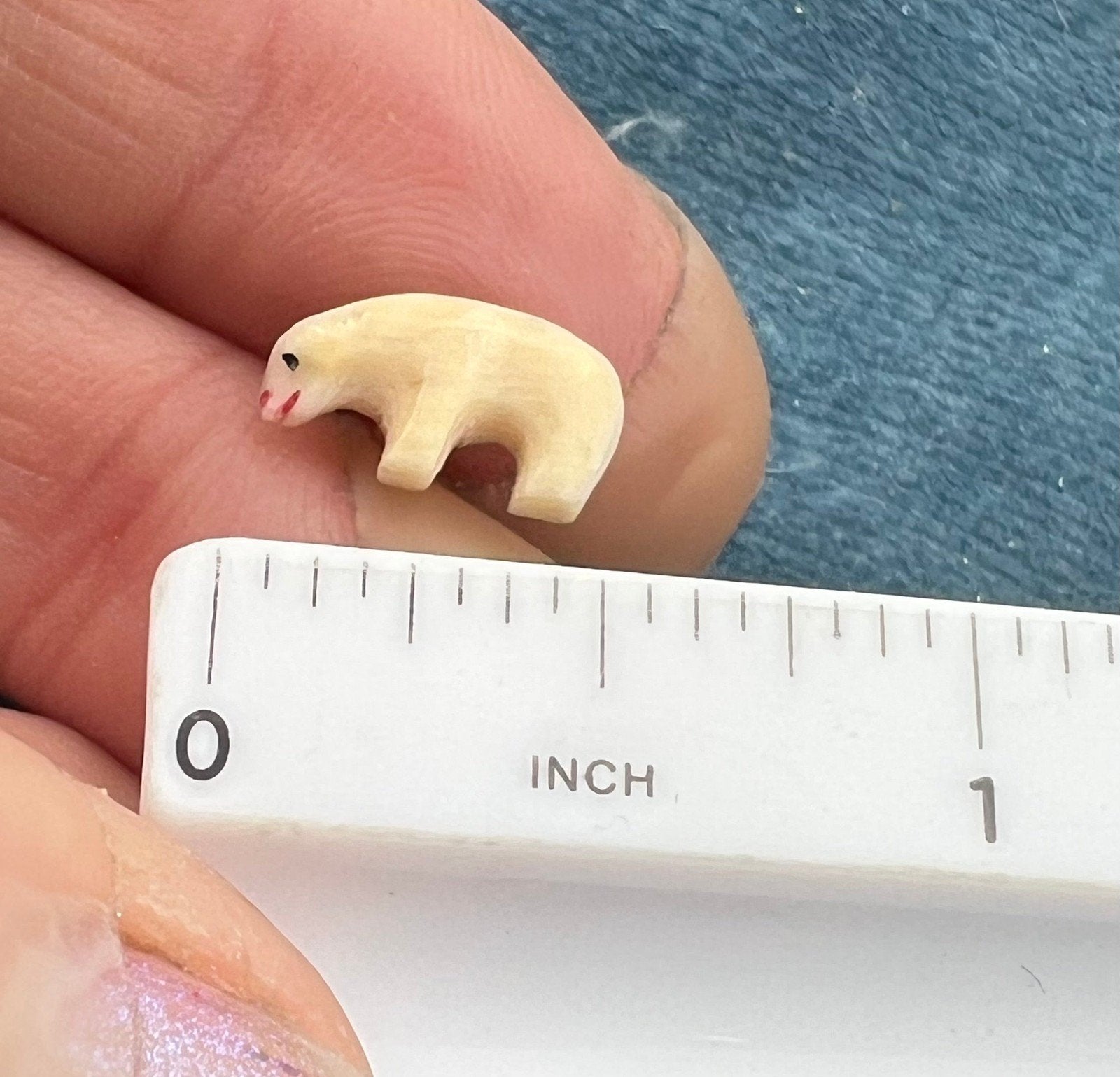 14k Gold Carved 1940s Alaskan Polar Bear Earrings. Tiny!
