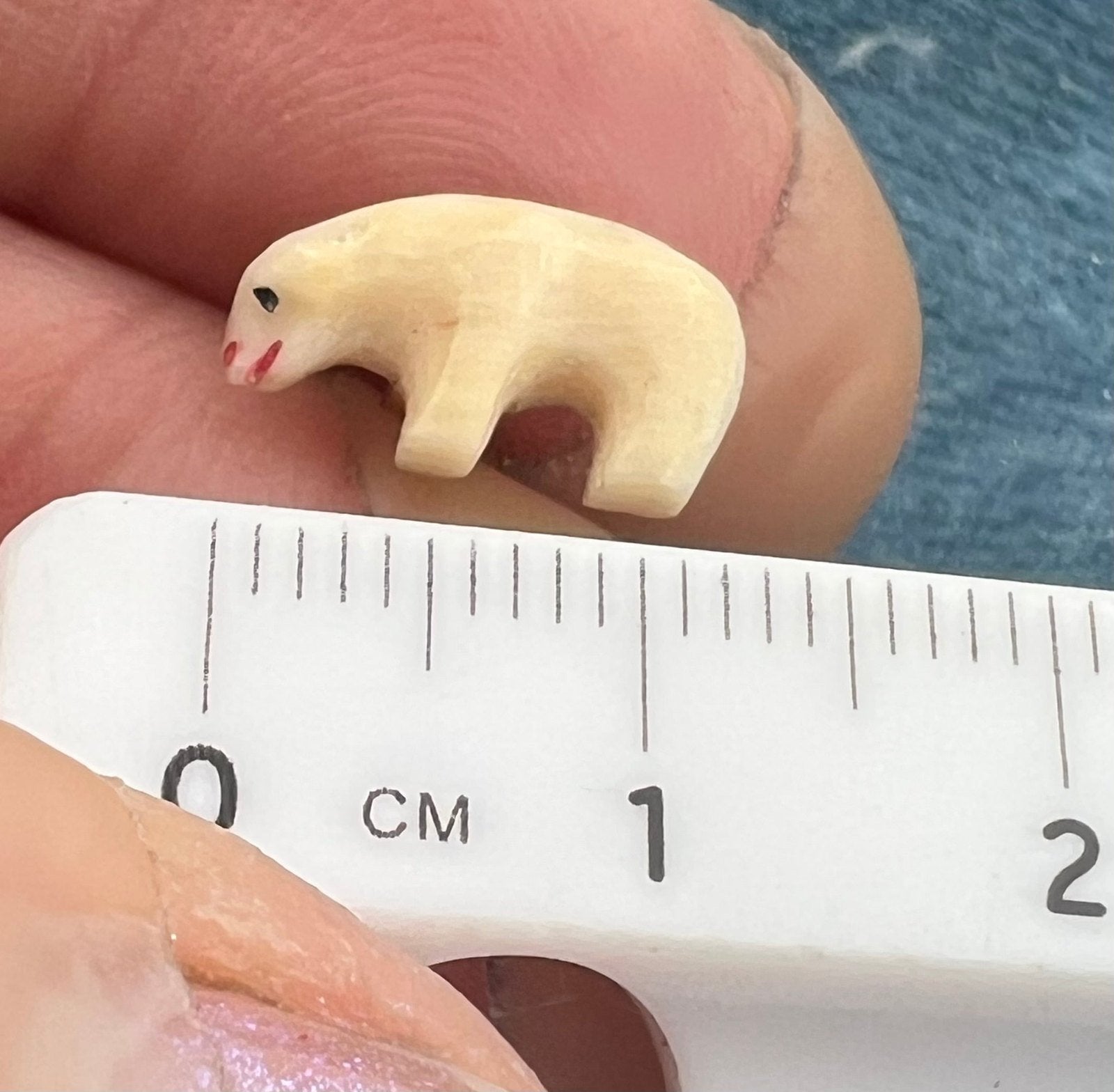 14k Gold Carved 1940s Alaskan Polar Bear Earrings. Tiny!