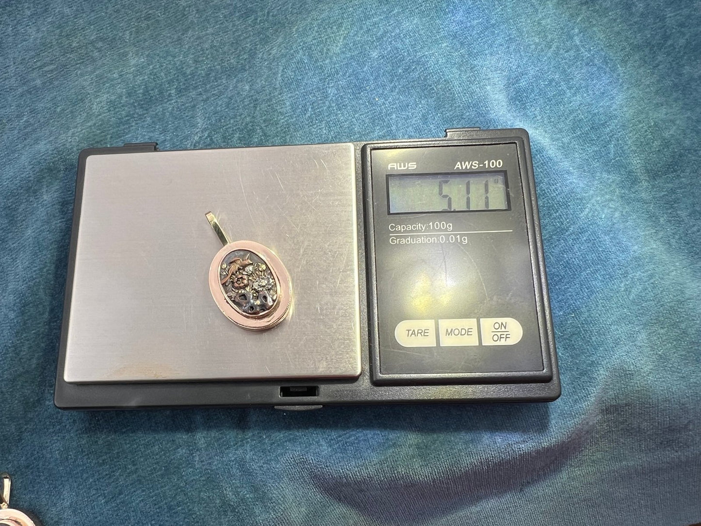 14k Gold & Copper Japanese SHAKUDO Birds + Flowers Pendant - R