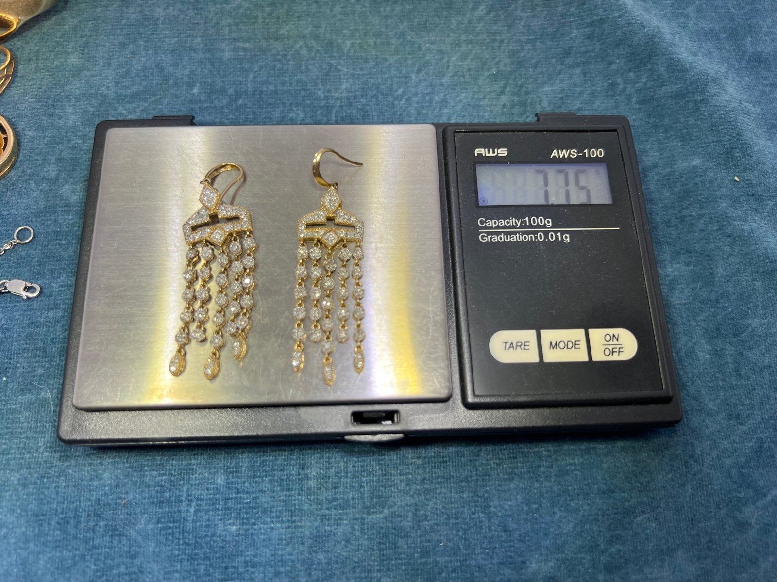 14k Gold Diamond Art Deco Style Chandelier Fringe Statement Earrings. 2"