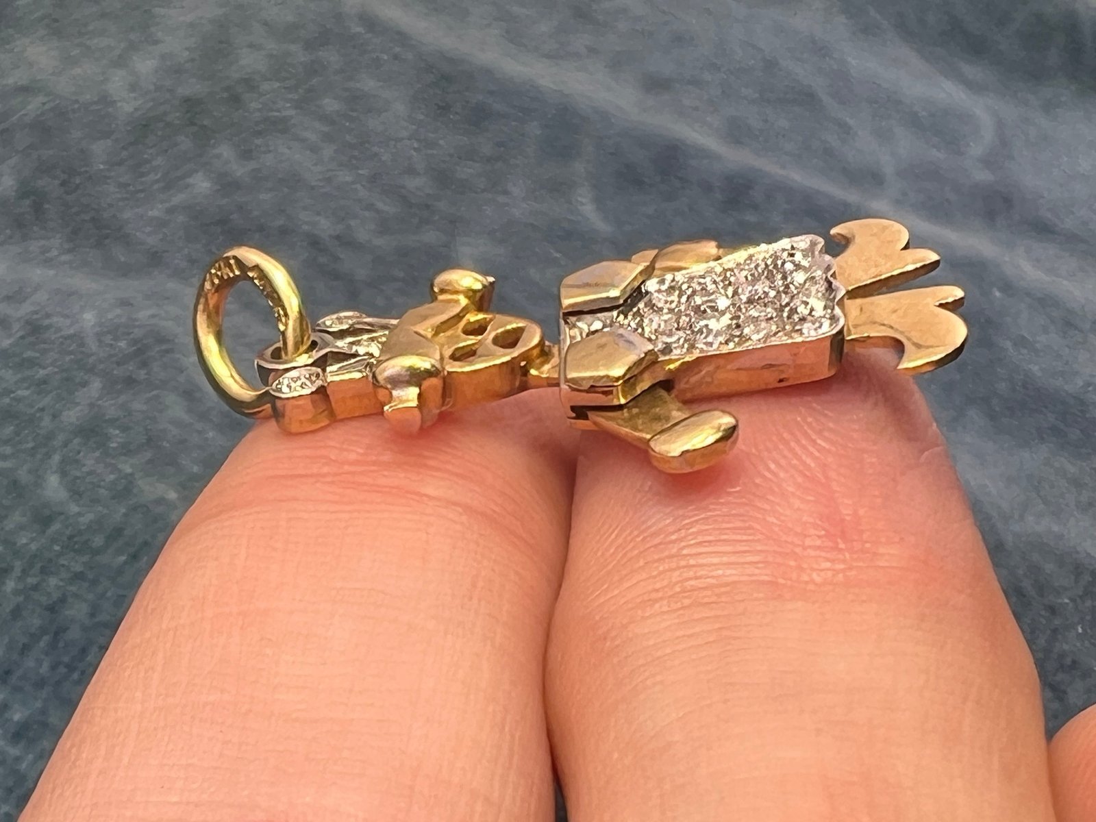 14k Gold Diamond Cranky Pigtails Queen Princess Pendant. Jointed *Video*