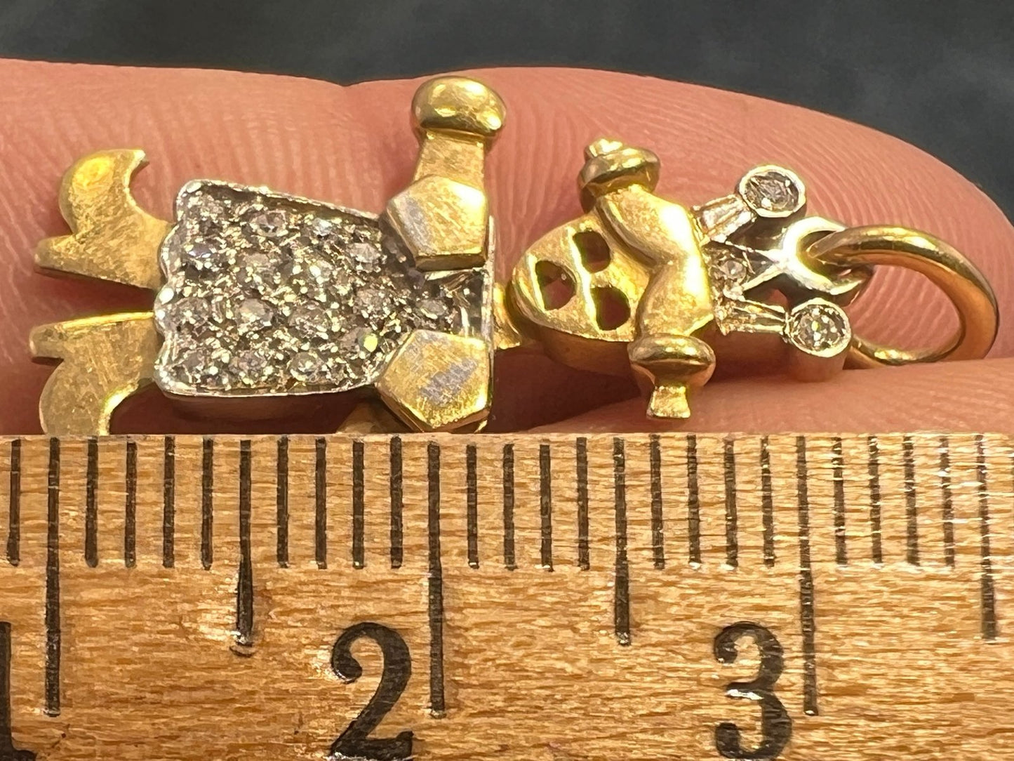 14k Gold Diamond Cranky Pigtails Queen Princess Pendant. Jointed *Video*